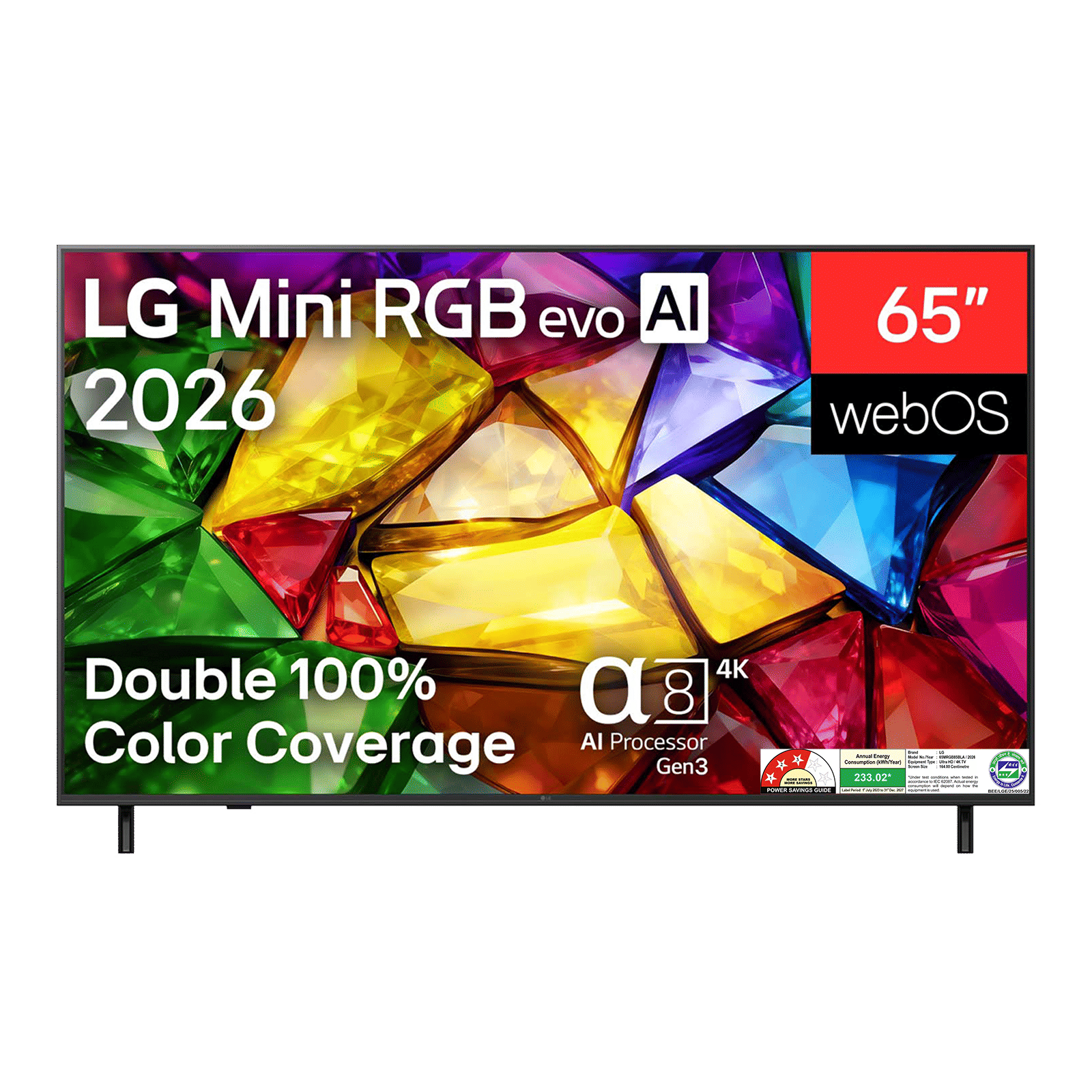 LG MRGB85 164 cm (65 inch) 3 Star Mini RGB 4K Ultra HD Smart webOS 26 TV with AI HDR Remastering (2026 model)