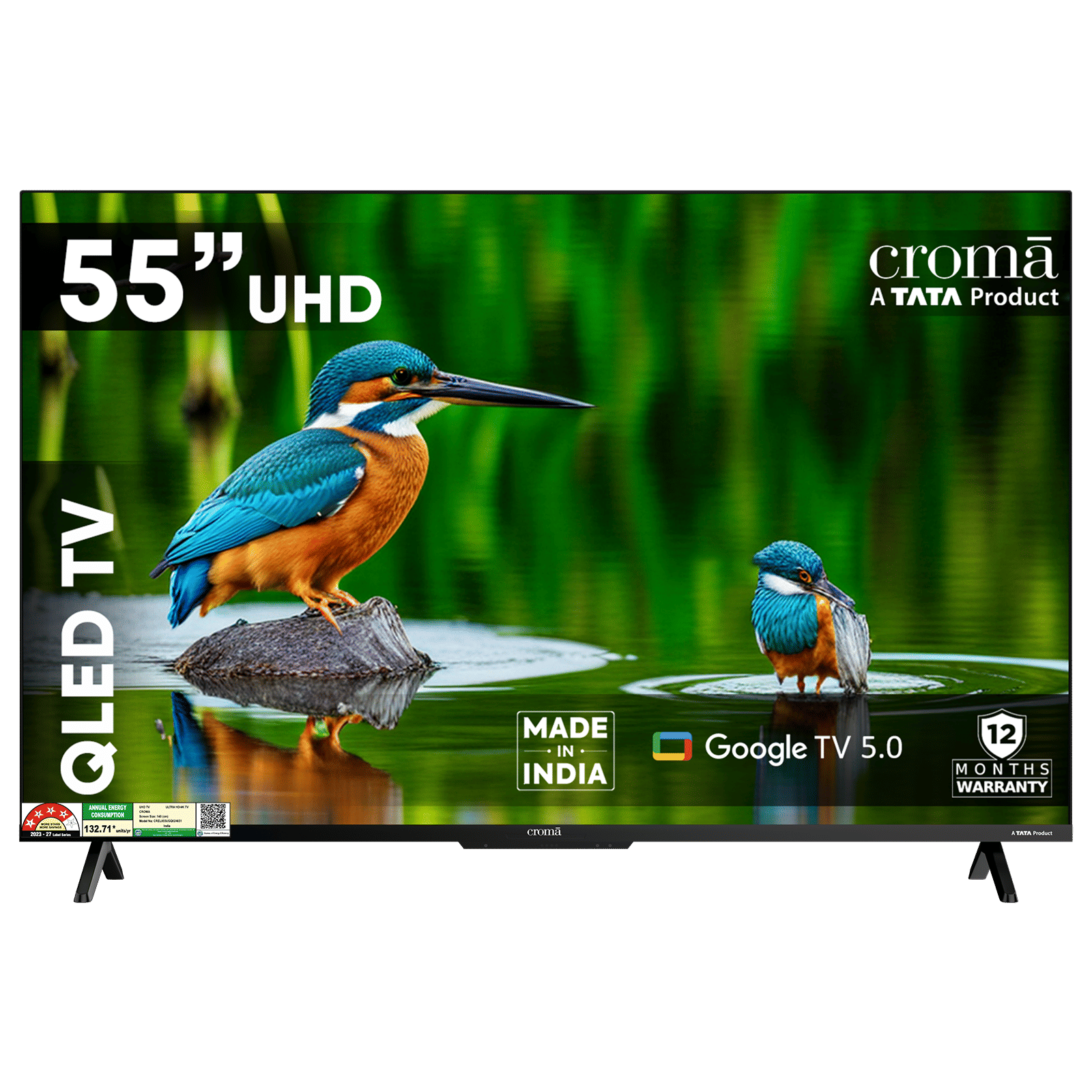 Croma 140 cm (55 inch) 4 Star QLED 4K Ultra HD Smart Google TV 5.0 with Flicker Free Technology (2026 model)-picture-1