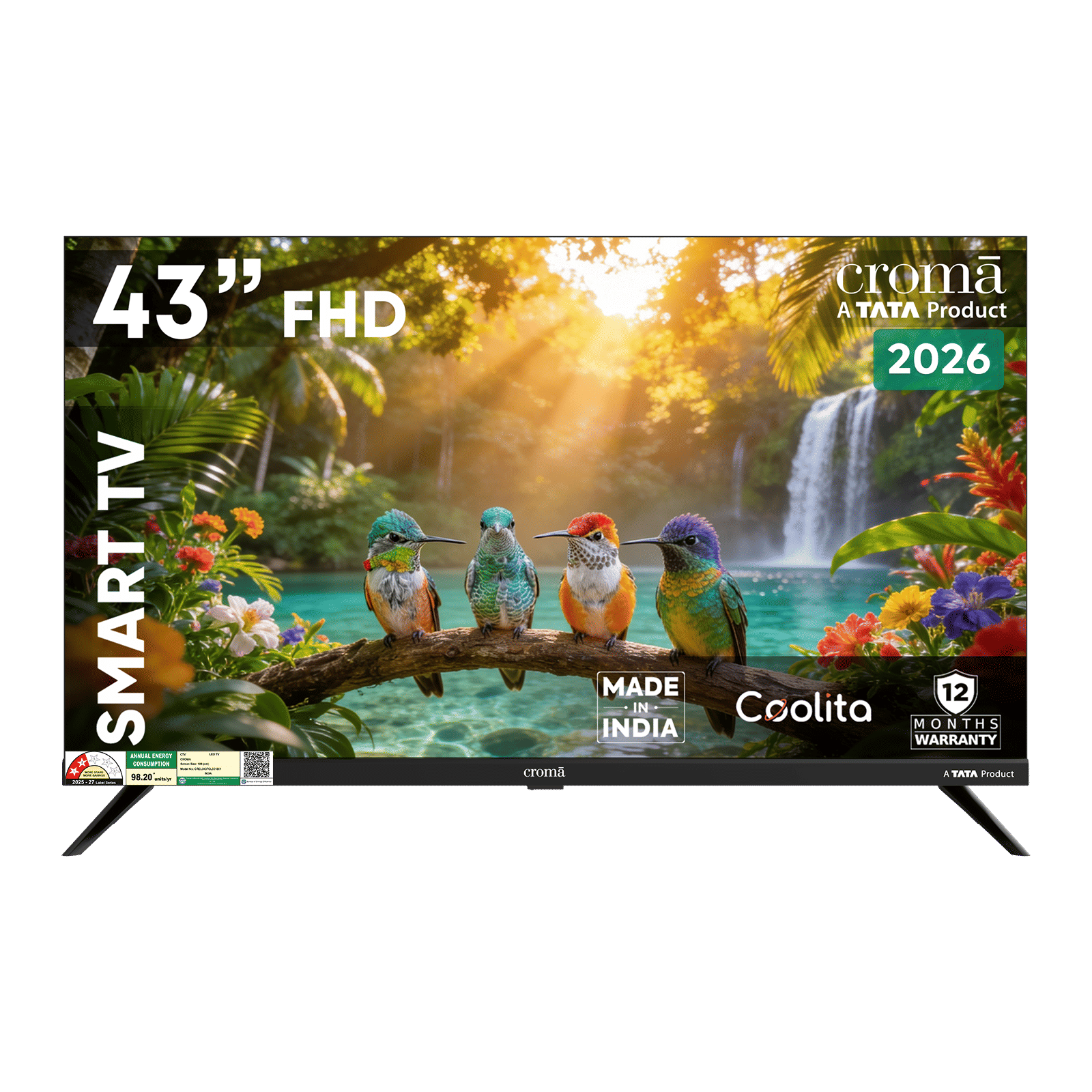 Croma 109 cm (43 inch) 2 Star Full HD LED Smart Coolita Version 3.0 TV with Dolby Audio (2026 Model)