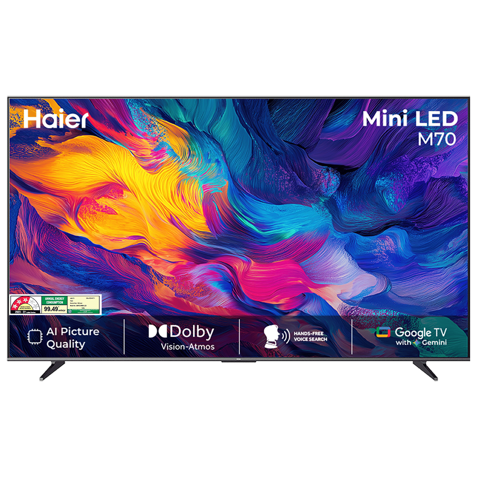 Haier UH 109.22 cm (43 inch) 3 Star Mini LED 4K Ultra HD Smart Google TV with Google Voice Assistant (2026 model)