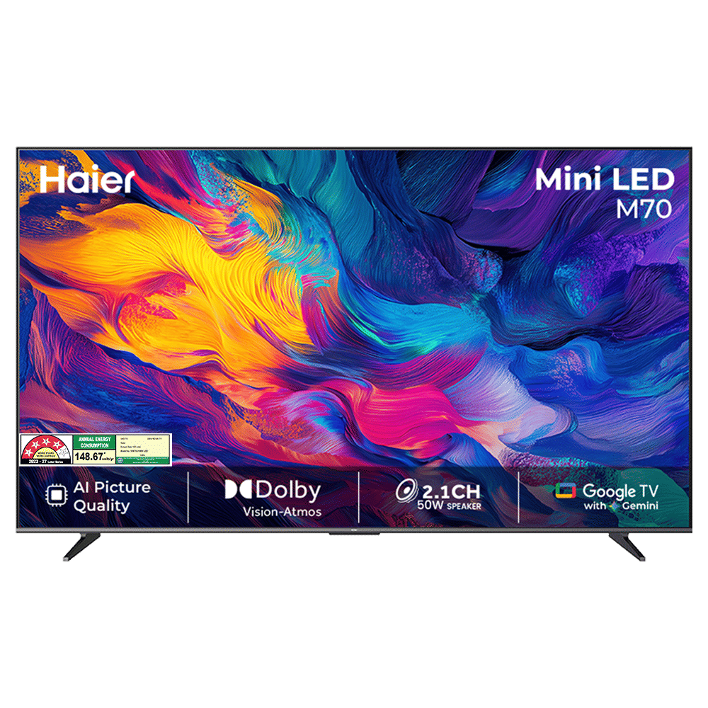 Haier UH 139.7 cm (55 inch) 4 Star Mini LED 4K Ultra HD Smart Google TV with Google Voice Assistant (2026 model)