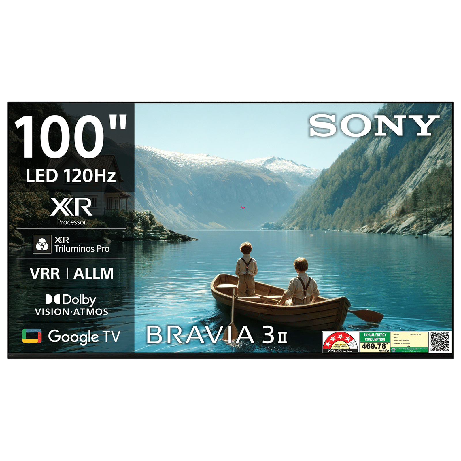 SONY BRAVIA 3II 254 cm (100 inch) 4 Star 4K Ultra HD LED Smart Google TV with Google Voice Assistant (2026 model)