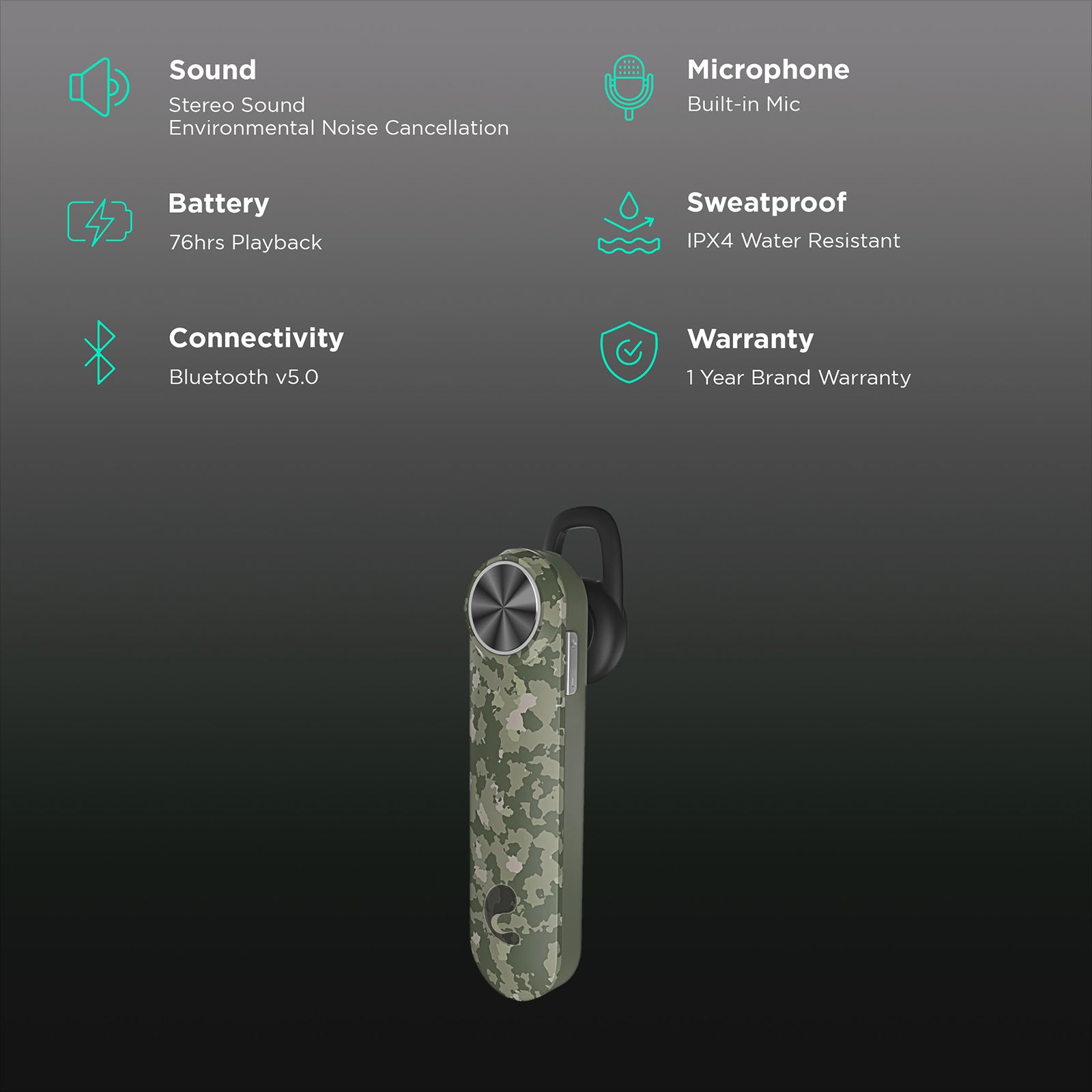 Candytech Camo Bluetooth Headset Ct 99 Candytech Bluetooth