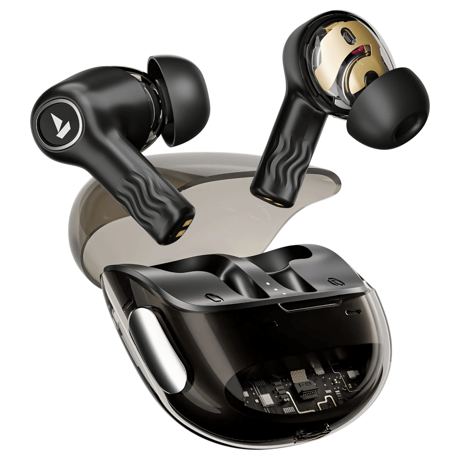 boAt Nirvana Crystl TWS Earbuds with Active Noise Cancellation (IPX4 Water Resistant, 60ms Low Latency, Quantum Black)