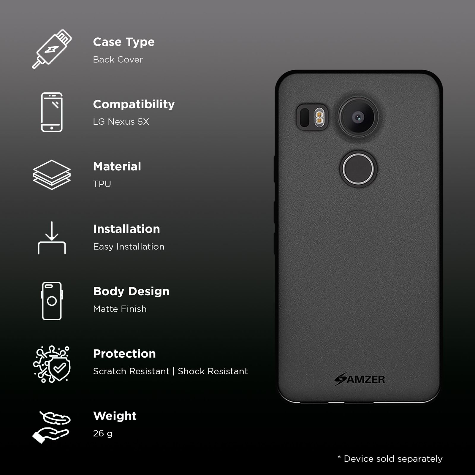 LG COVER POSTERIORE ORIGINALE COPRIBATTERIA PER NEXUS 5X WHITE