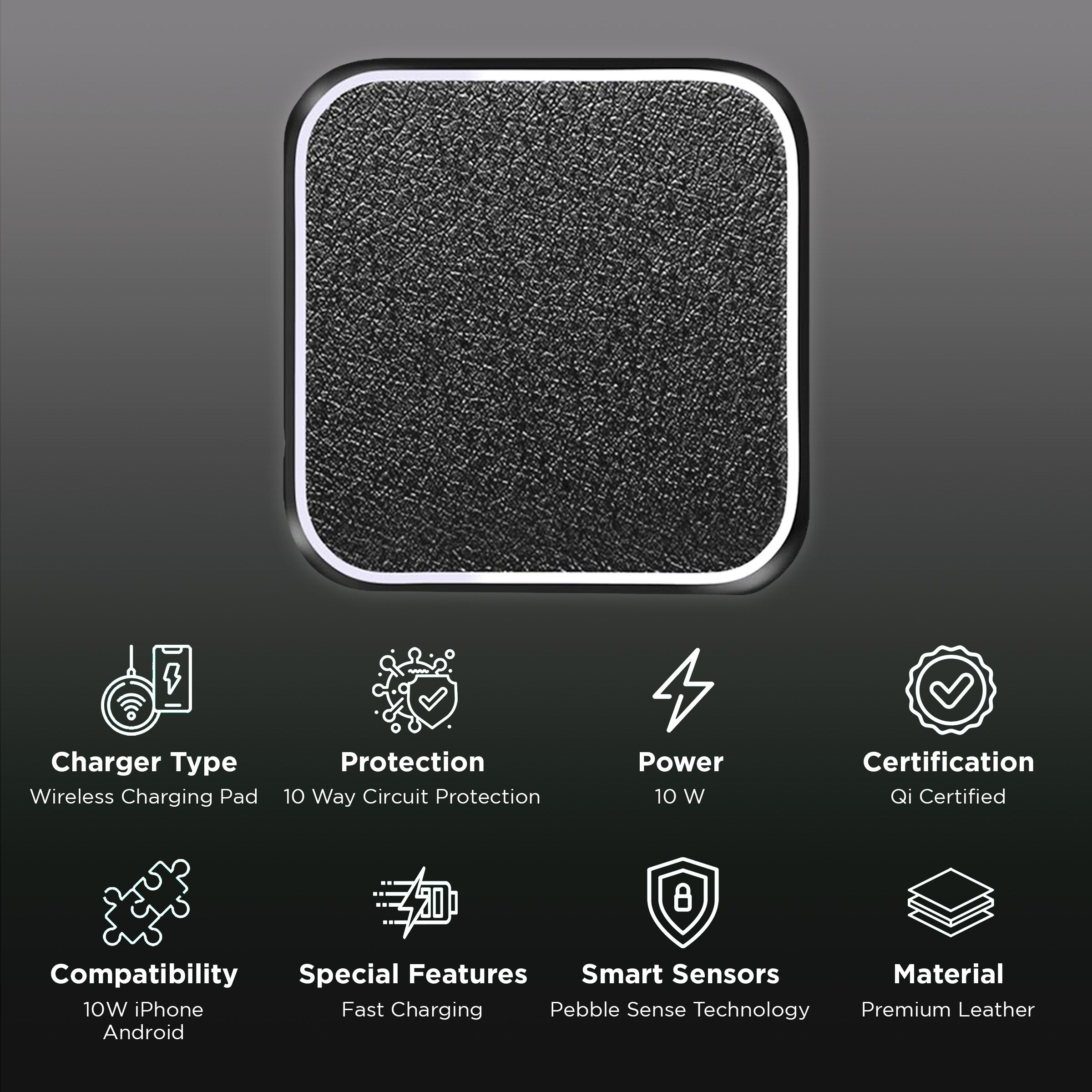 Buy Pebble Crux 10W Wireless Charger for iOS, Android (Qi