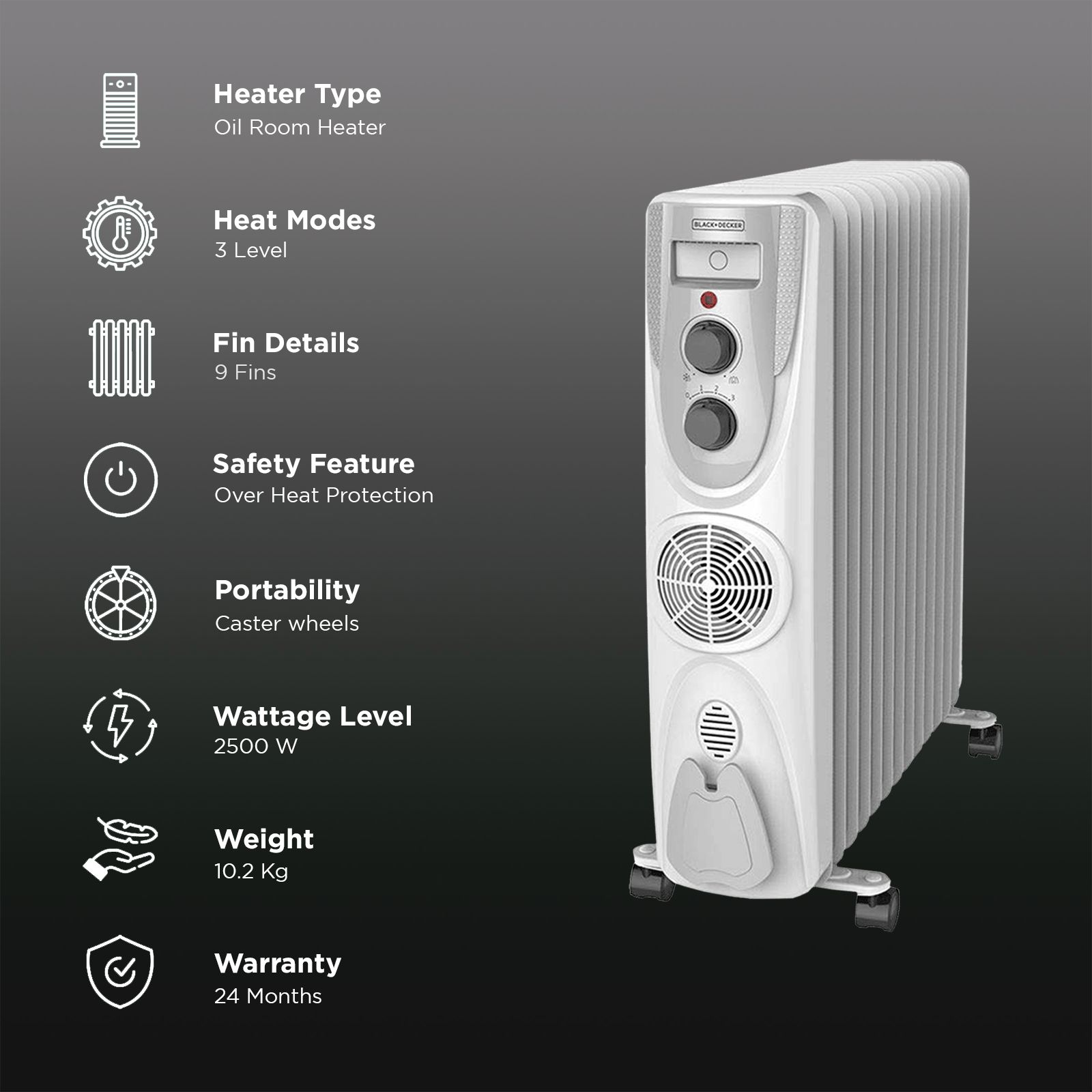 Fin Black And Decker Oil Filled Radiator Buy BLACK DECKER