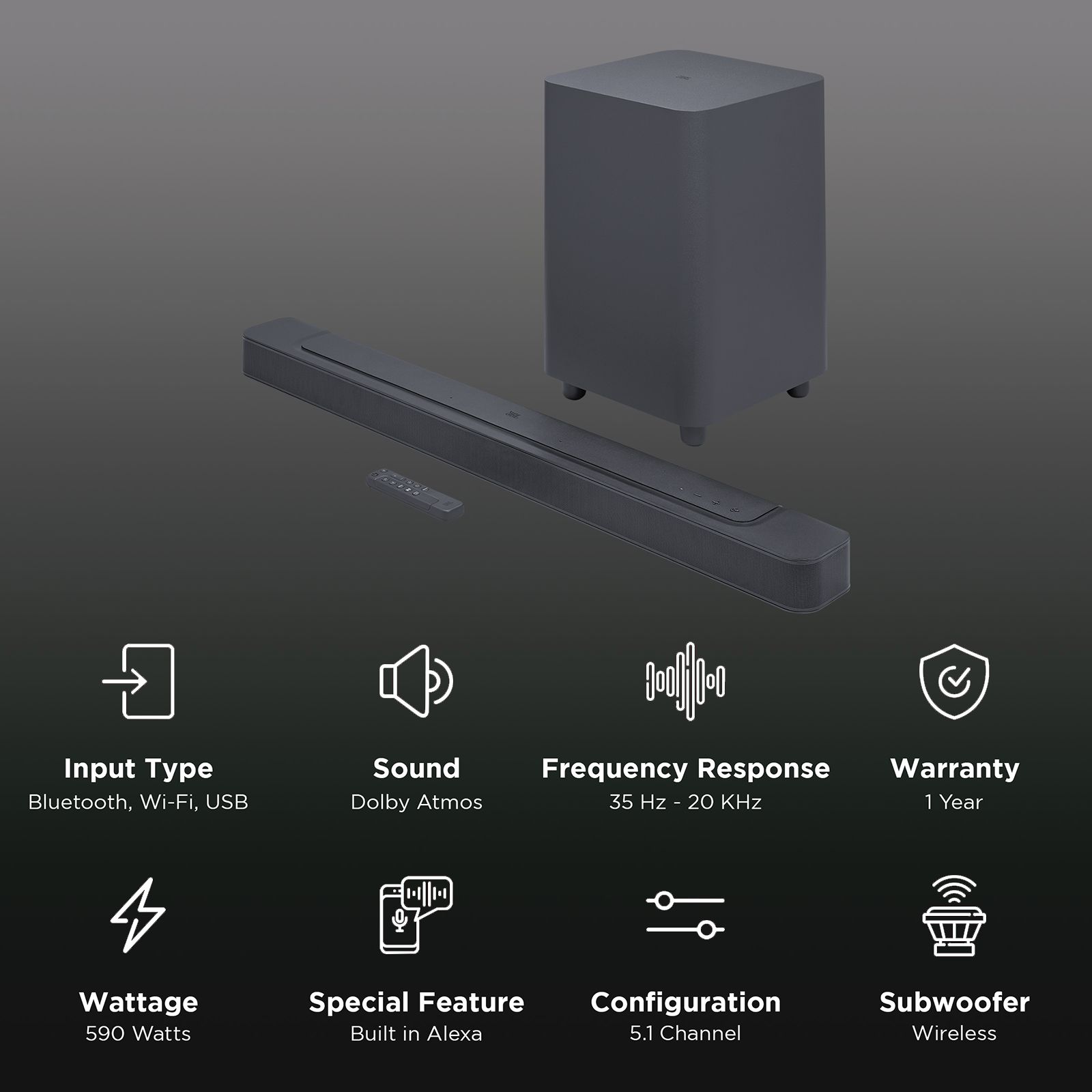 Buy JBL Bar 500 Pro 590W Bluetooth Soundbar with Remote (Dolby