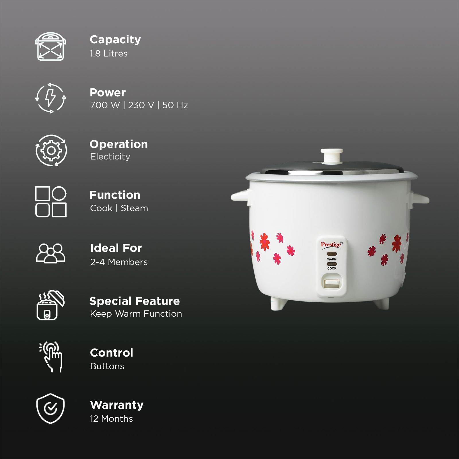 Electric Rice Prestige 1kg Rice Cooker Price Buy Prestige PRWO