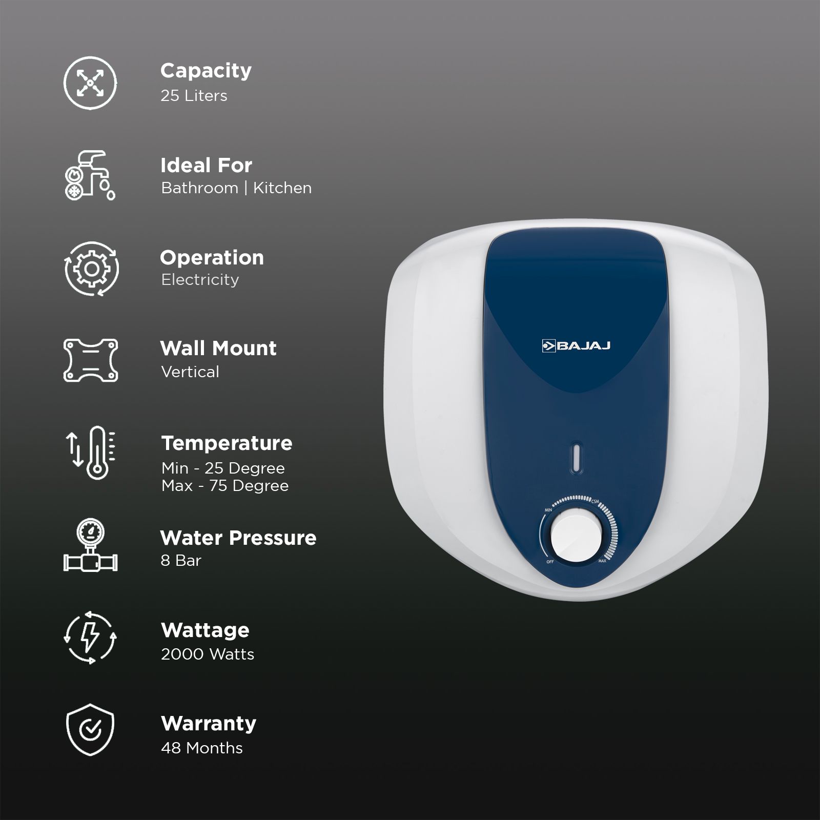 Pentacle Bajaj Geyser Electric Buy BAJAJ Armor Series Pentacle 25