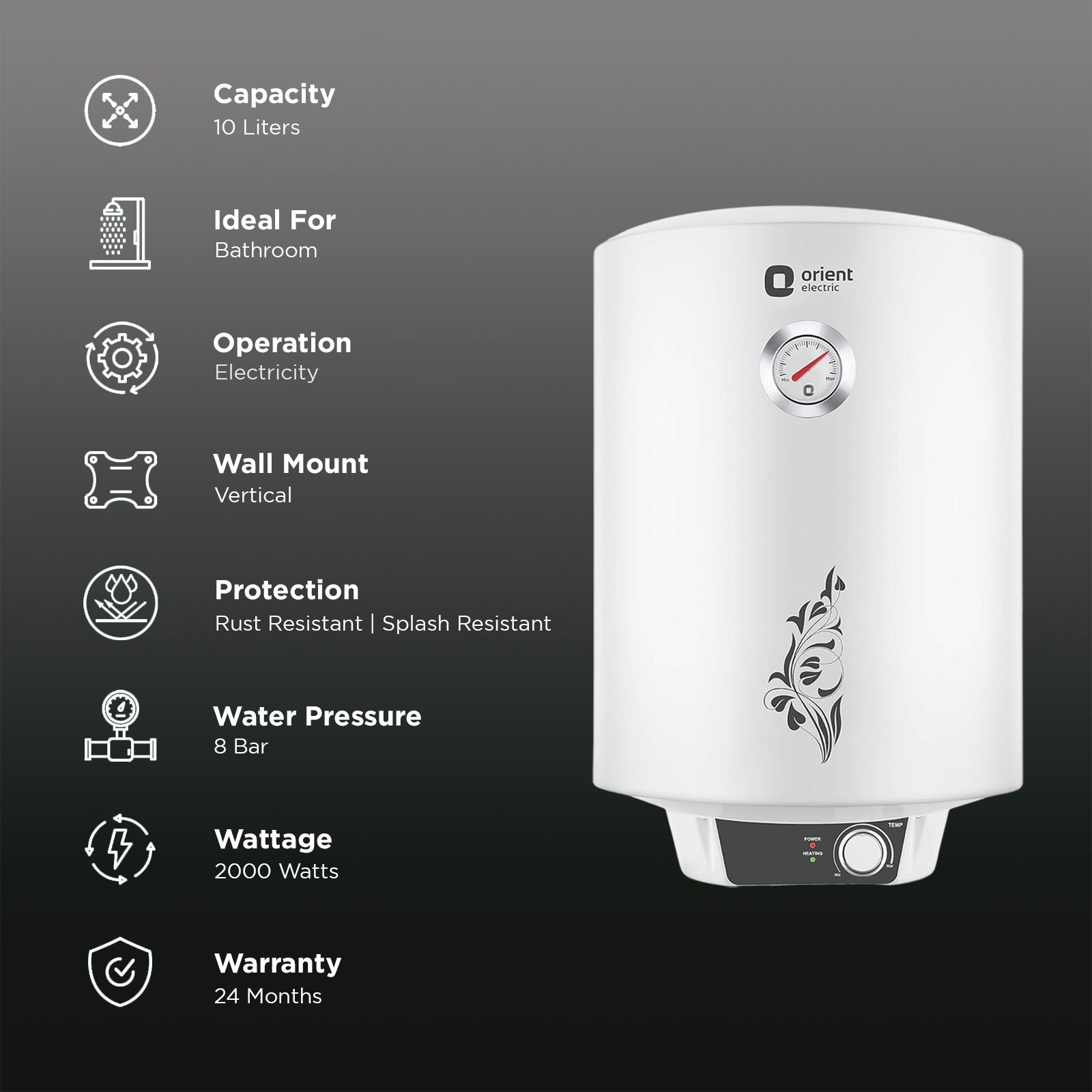 Buy Orient Urja Plus 10 Litre Star Vertical Storage Geyser with