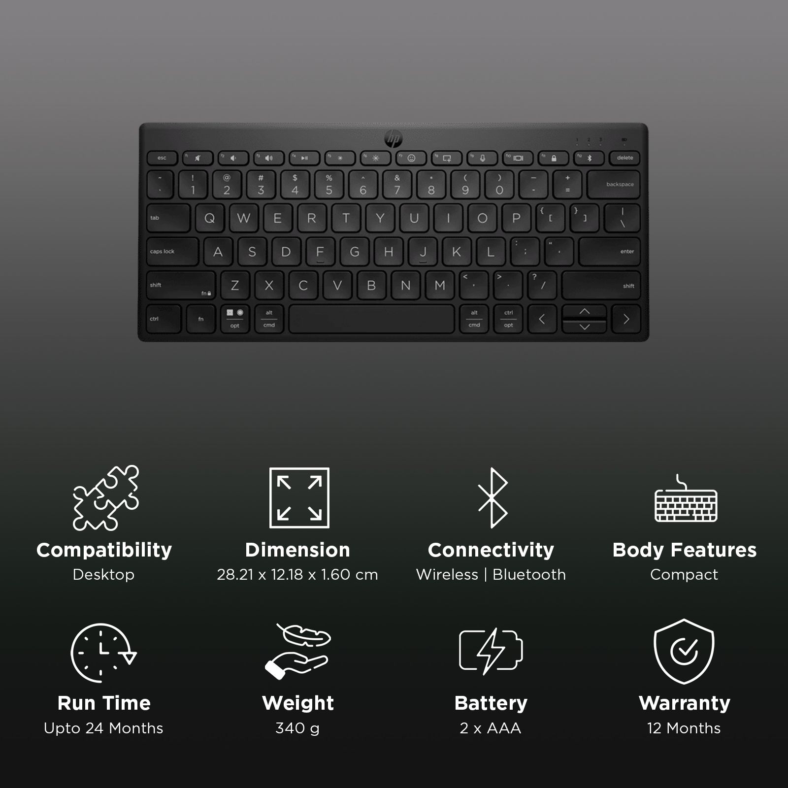 HP 350 Compact Multi-Device Bluetooth Keyboard - 692S8AA - 692S8AA#AB / N Nederl / QWERTY - - Gratis bezorgd