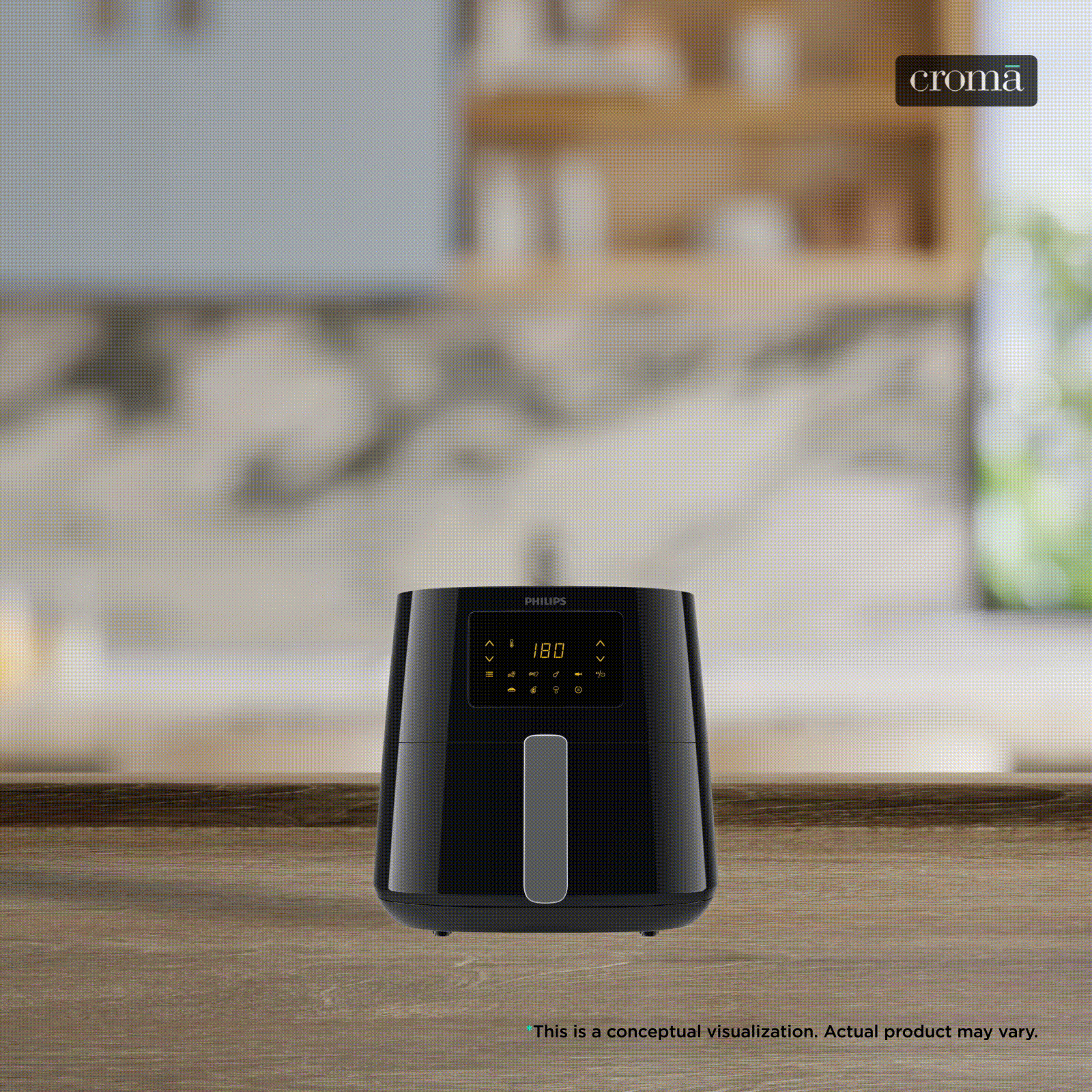 PHILIPS 6.2L 2000 Watt Digital Air Fryer with Rapid Air Technology (Black)