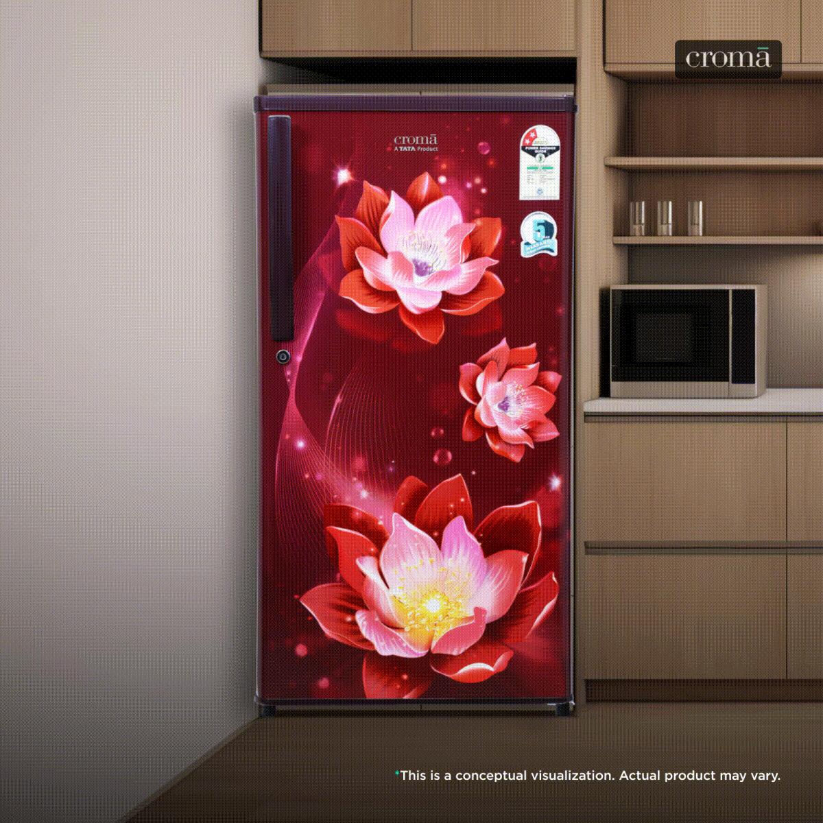 Croma 183 Litres 2 Star Direct Cool Single Door Refrigerator with Anti-Fungal Door Gasket ( Rosalind Wine)