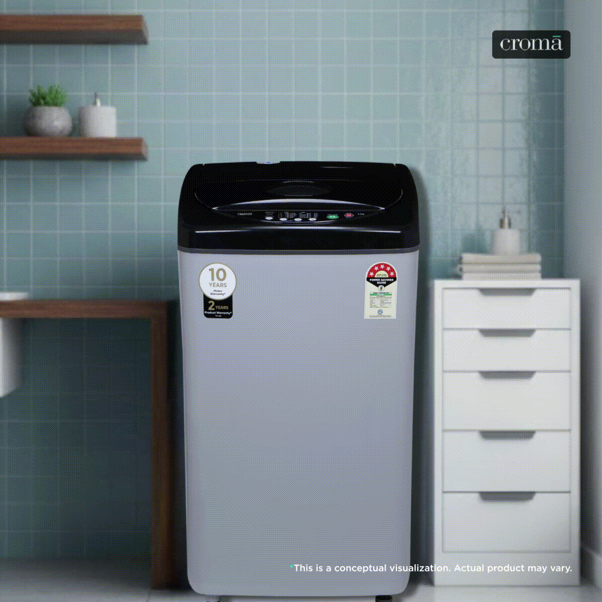 Croma 6.5 kg 5 Star Fully Automatic Top Load Washing Machine (CRLW065FAF264504, Lint Filter, Inox Grey)