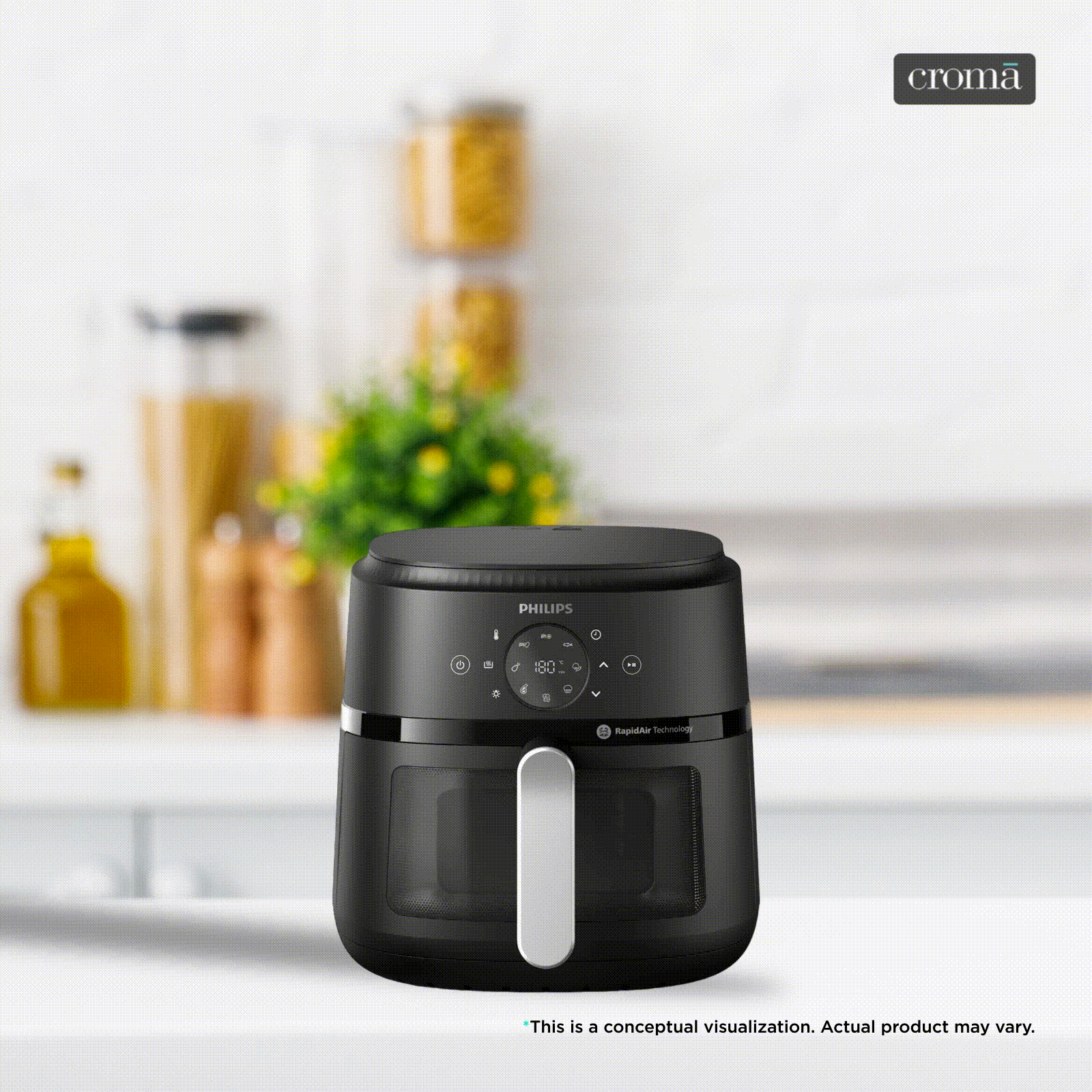 PHILIPS 2000 Series 6.2L 1700 Watt Digital Air Fryer with Rapid Air Technology (Black)