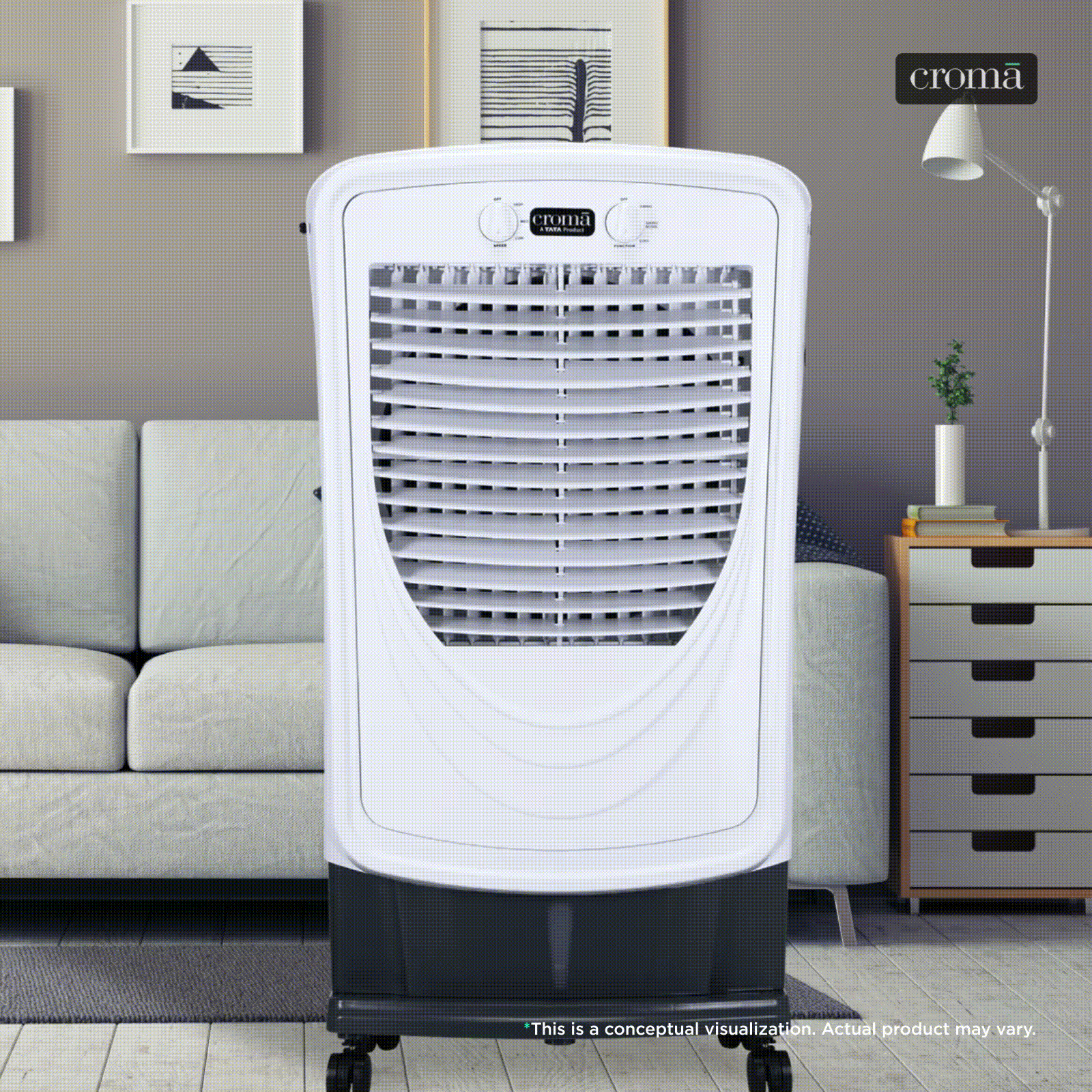 Croma 60 Litres Desert Air Cooler with Water Level Indicator (Inverter Compatible, White)