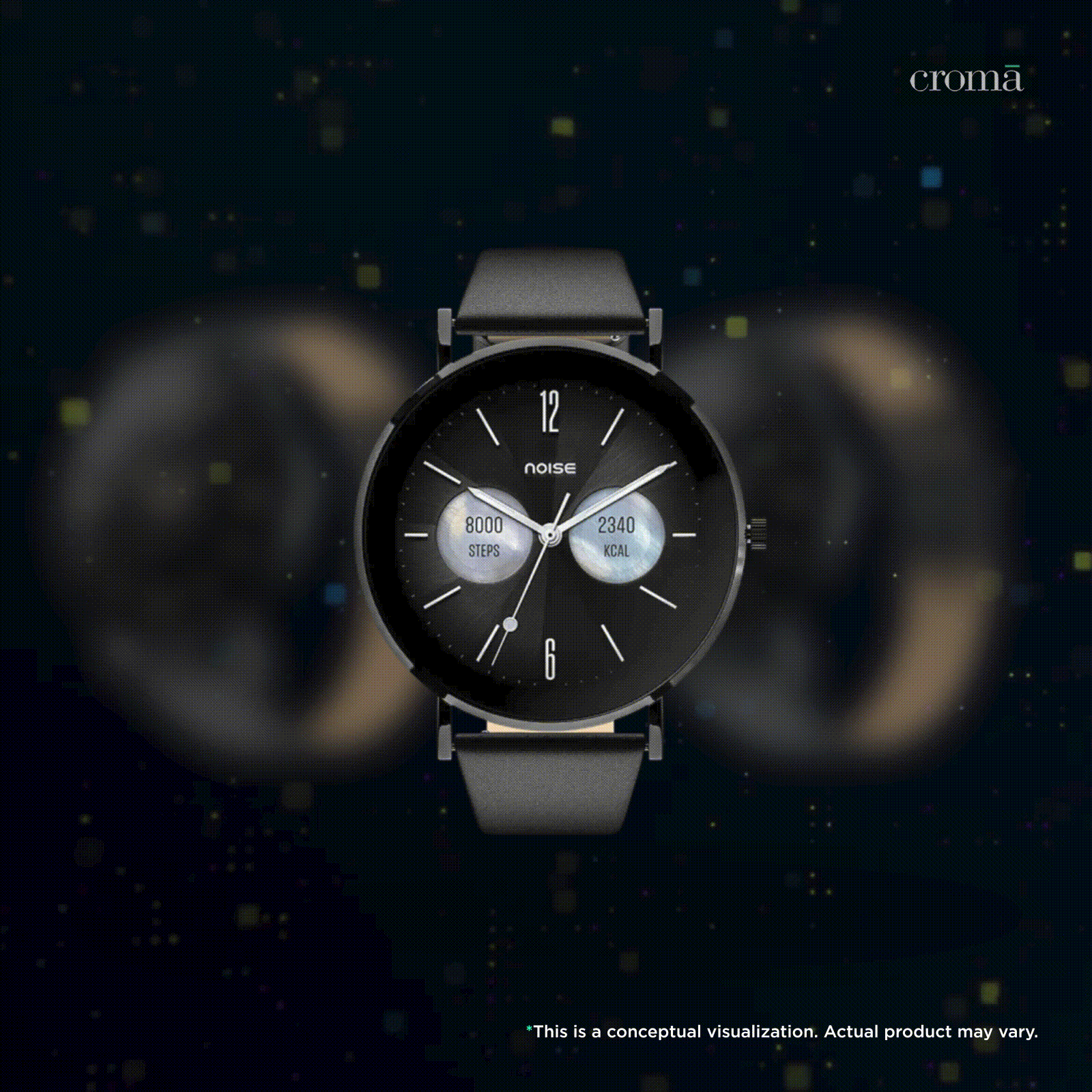 noise NoiseFit Diva 2 Smartwatch with Bluetooth Calling (36mm AMOLED Display, IP68 Water Resistant, Classic Black Strap)