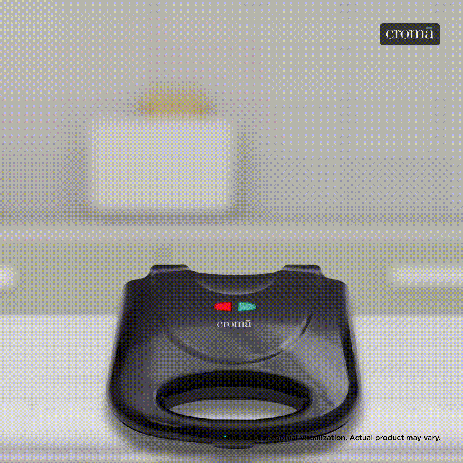 Croma 750W 2 Slice Sandwich Maker with Thermostatically Controlled Heating Element (Black)