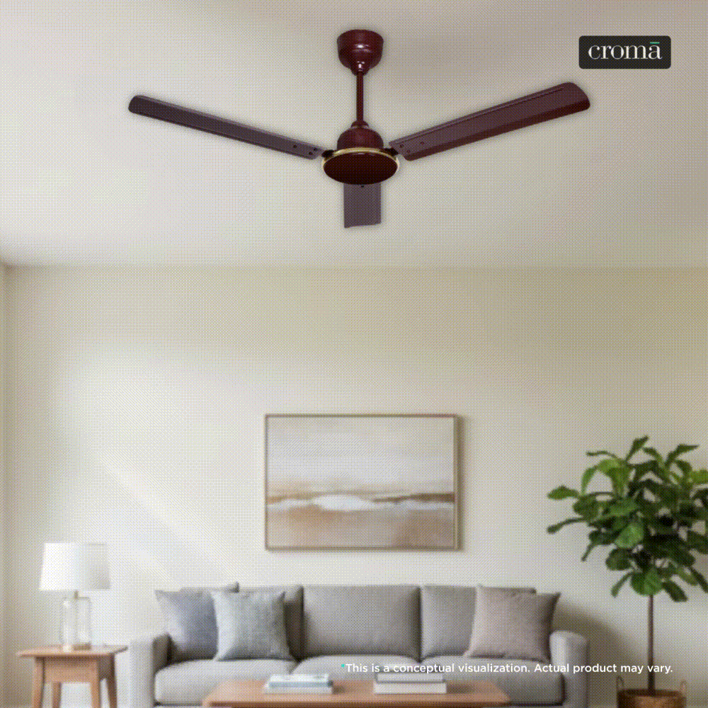 Croma AF2006 5 Star 1200mm 3 Blade BLDC Motor Ceiling Fan with Remote (Sleep Function, Brown)