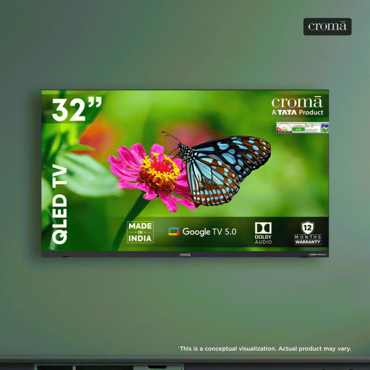 Croma 81.28 cm (32 inch) QLED Smart Google TV 5.0 with Dolby Audio (2025 model)