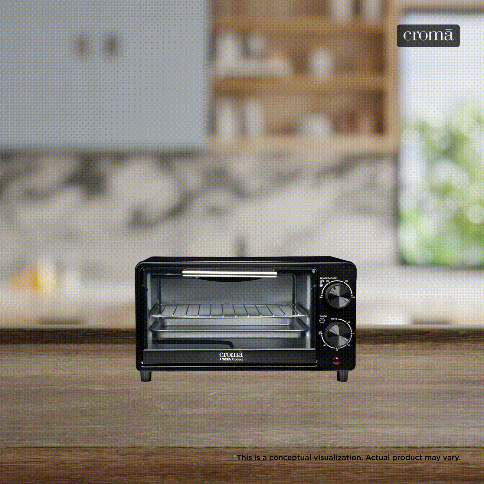 Croma AO6775 10L Oven Toaster Grill with Adjustable Thermostat (Black)