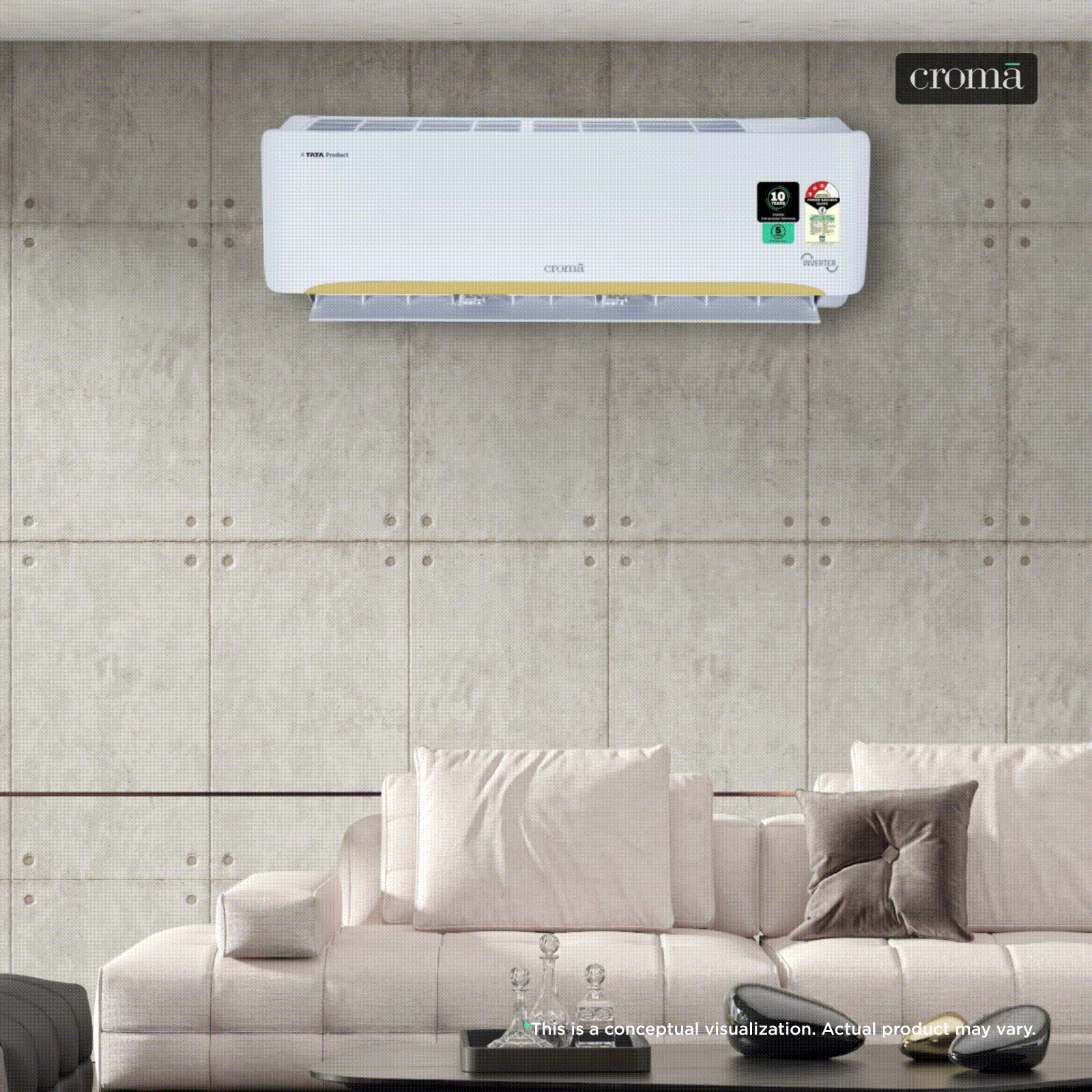 Croma 7 in 1 Convertible 1.5 Ton 3 Star Inverter Split AC with Self Diagnosis (2026 Model, Copper Condenser, CRLA018IND342404 )