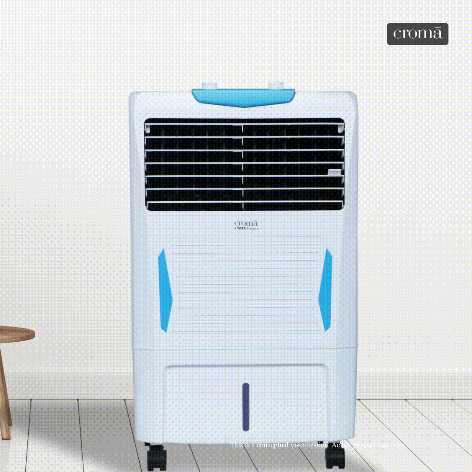 Croma 24 Litres Personal Air Cooler with Motorized Vertical Louvers (4-Way Air Deflection, White)