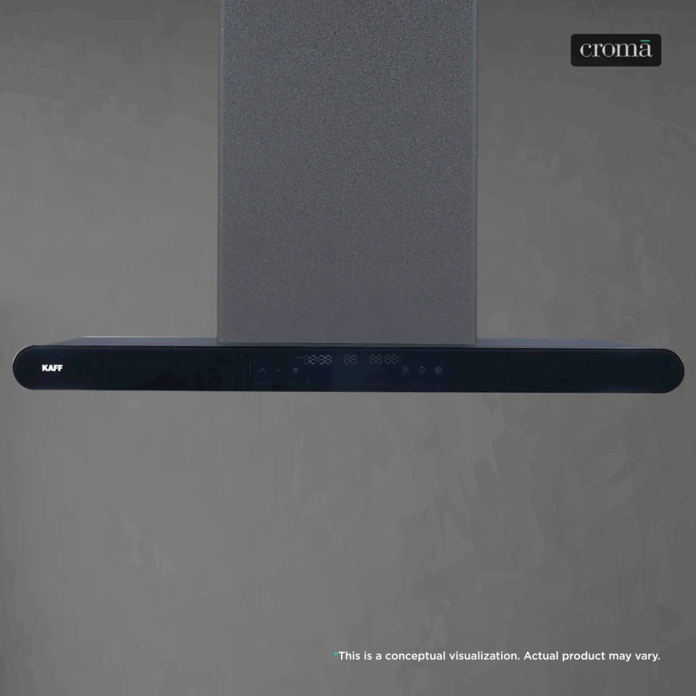 KAFF MOLIN90-DC 90cm 1480m3/hr Ductless Auto Clean Wall Mounted Chimney with Gesture Motion Control (Black)