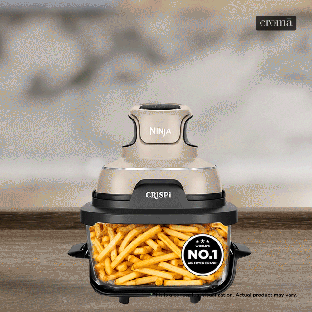 NINJA Crispi Dual Container (1.4L & 3.8L) 1700 Watt Digital Air Fryer with CleanCrisp Technology (Stone Gold)