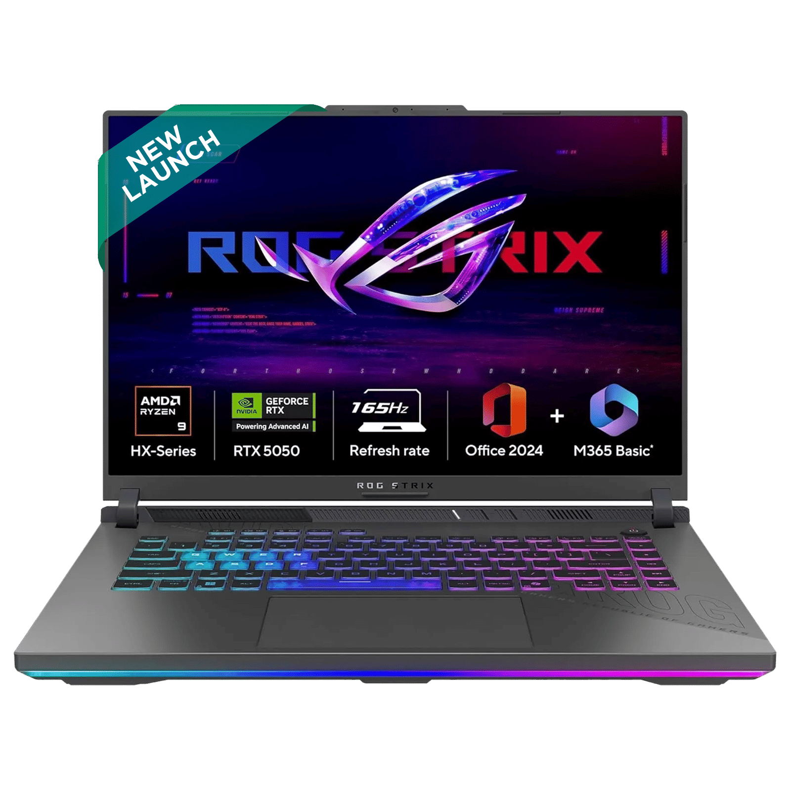 ASUS ROG Strix G16 AMD Ryzen 9 Gaming Laptop (16GB, 1TB SSD, Windows 11 Home, 16 inch 165 Hz WUXGA IPS Display, NVIDIA GeForce RTX 5050, MS Office Home 2024, Eclipse Gray, 2.5 KG)
