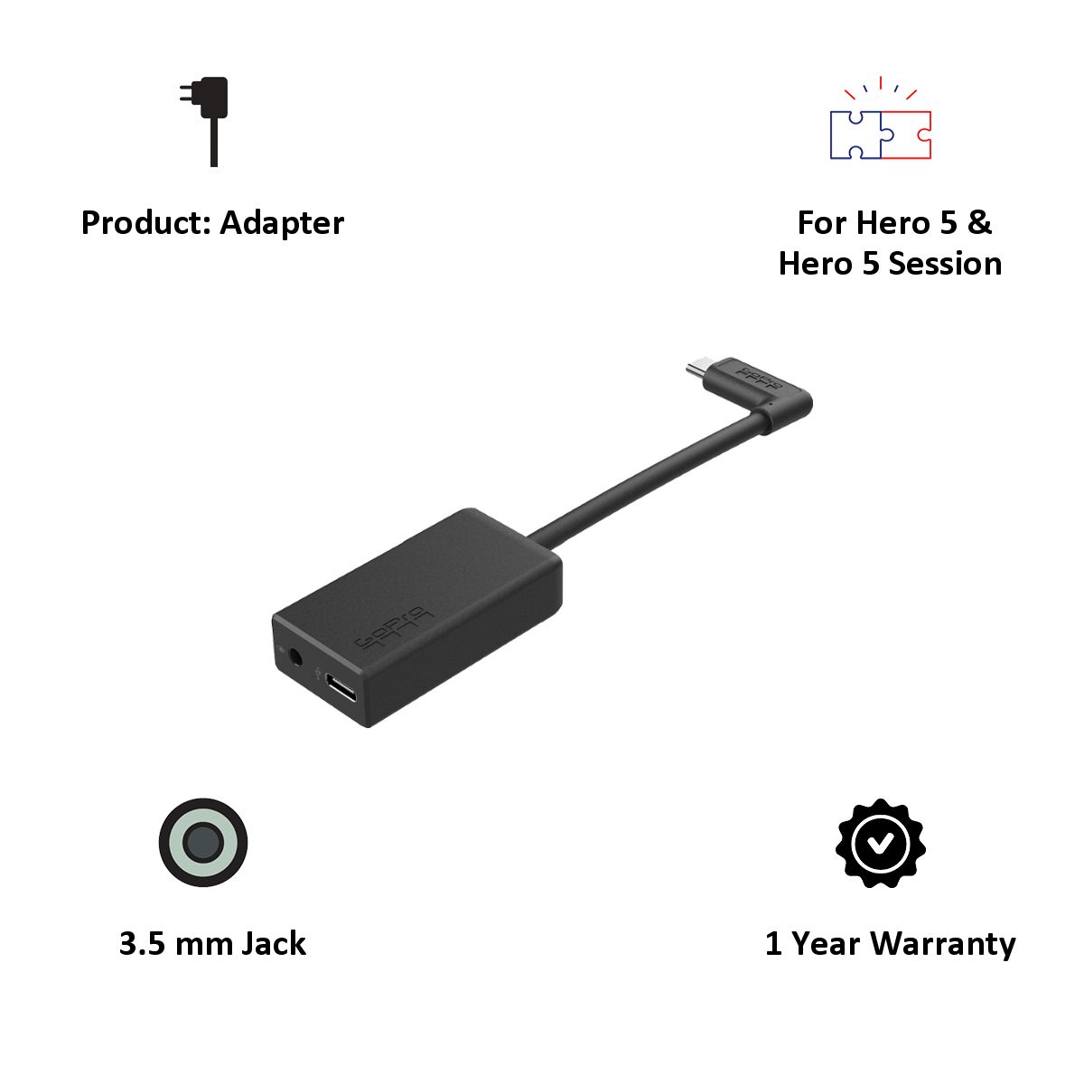 Buy Go Pro mm USB-C Power Mic Adapter (AAMIC-001, Black