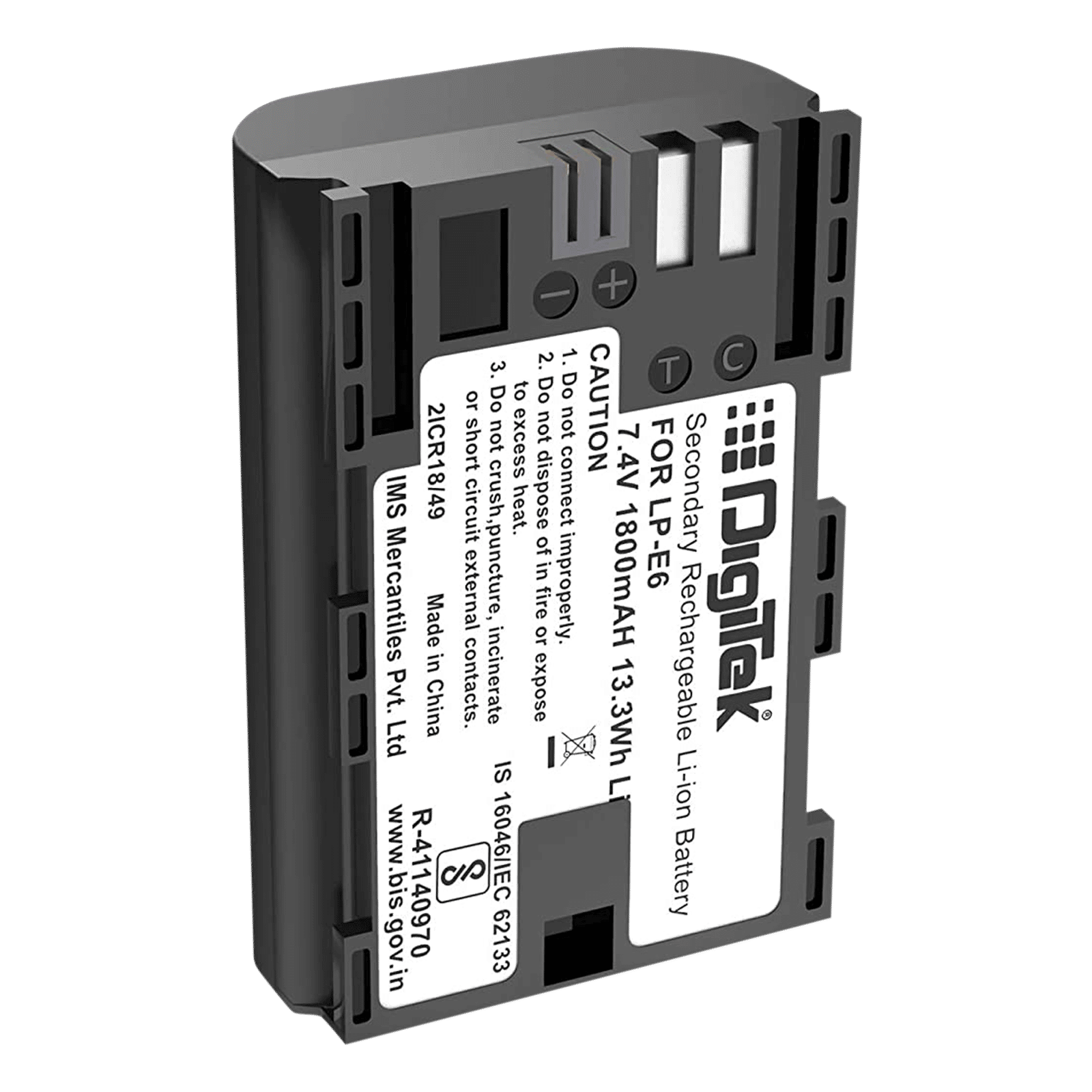 DigiTek LP-E6 New 1800 mAh Li-ion Rechargeable Battery for EOS 5D Mark IV, 5Ds, 5DS R, 6D and 6D Mark II