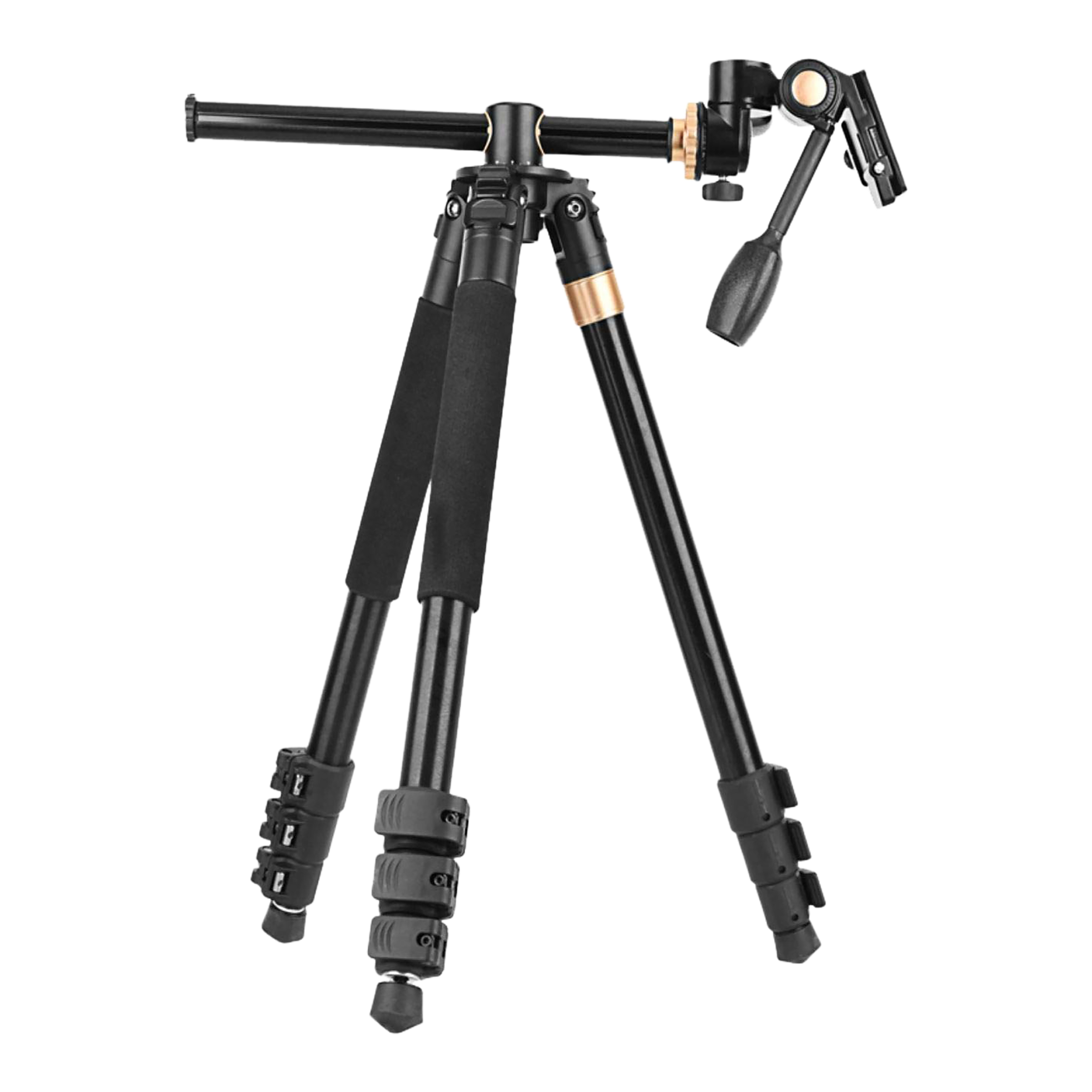 HIFFIN HF-999 183cm Adjustable Tripod for Mobile and Camera (360 Degree Panning Bed, Black)