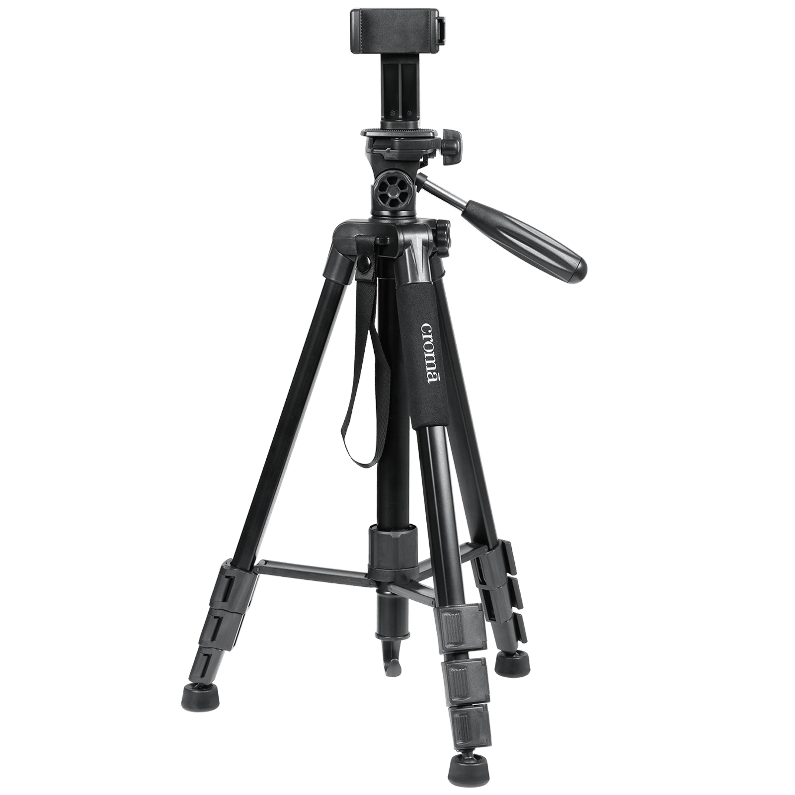 Croma 163cm Adjustable Tripod for Mobile and Camera (4 Section Height Adjustment, Black)