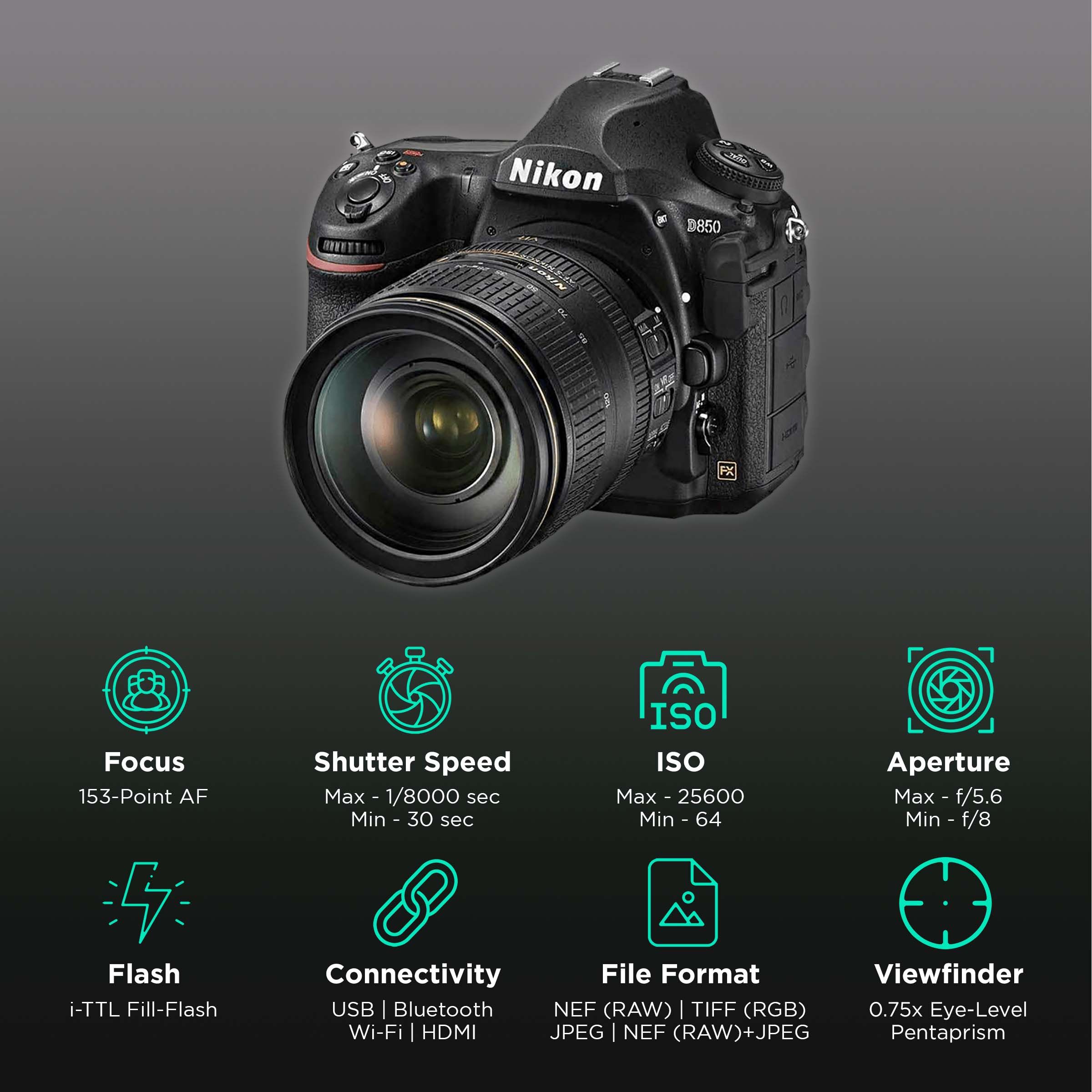Buy Nikon D850 DSLR Camera (24-120 mm Lens, x mm