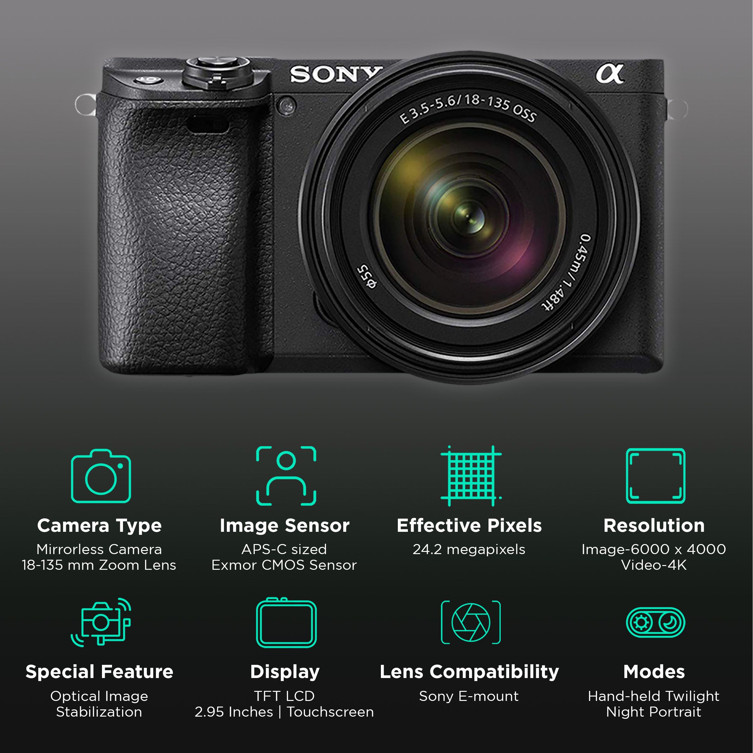 Buy SONY Alpha 6400 Mirrorless Camera (18-135 mm Lens,