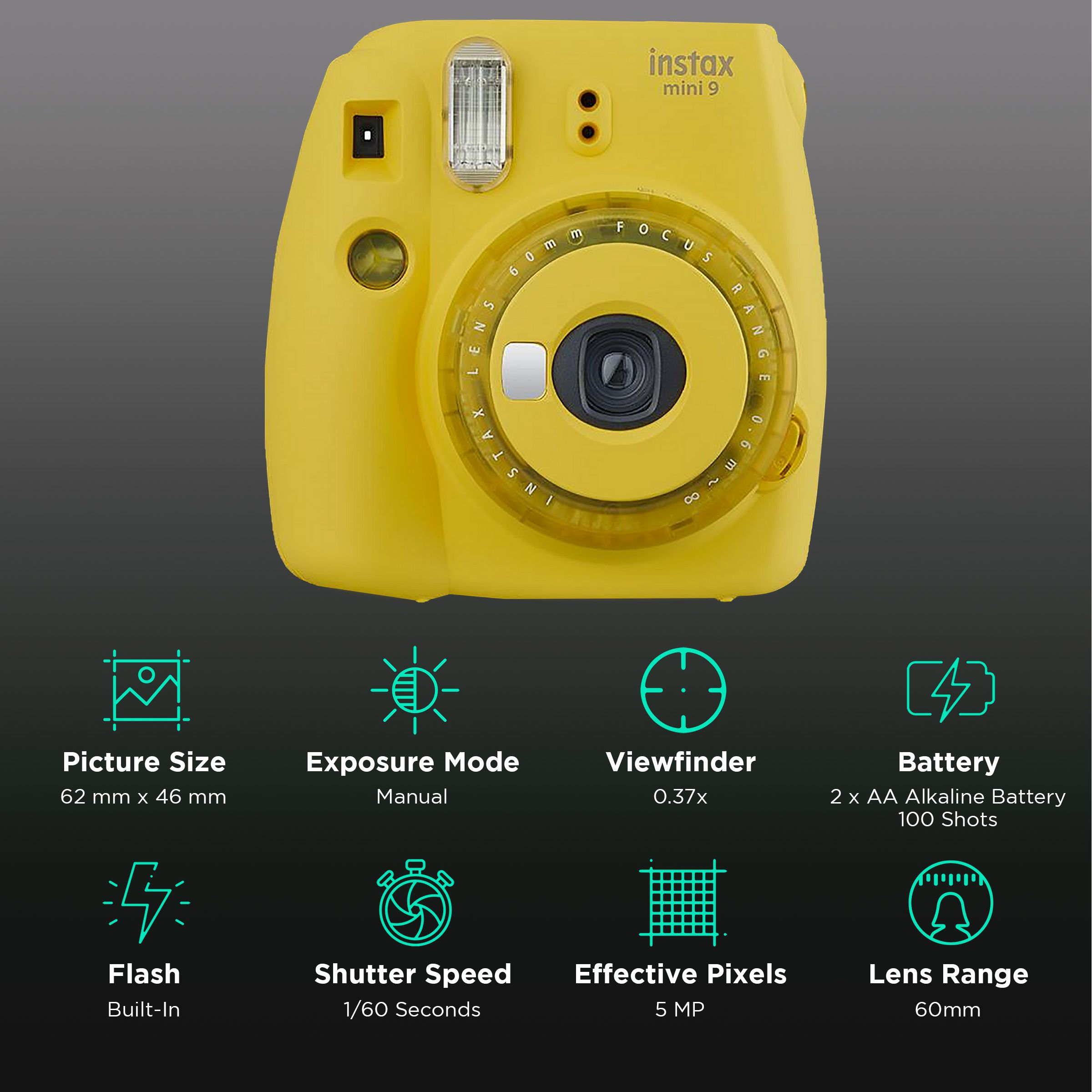 FUJIFILM Instax Mini Instant Camera (Clear Yellow)