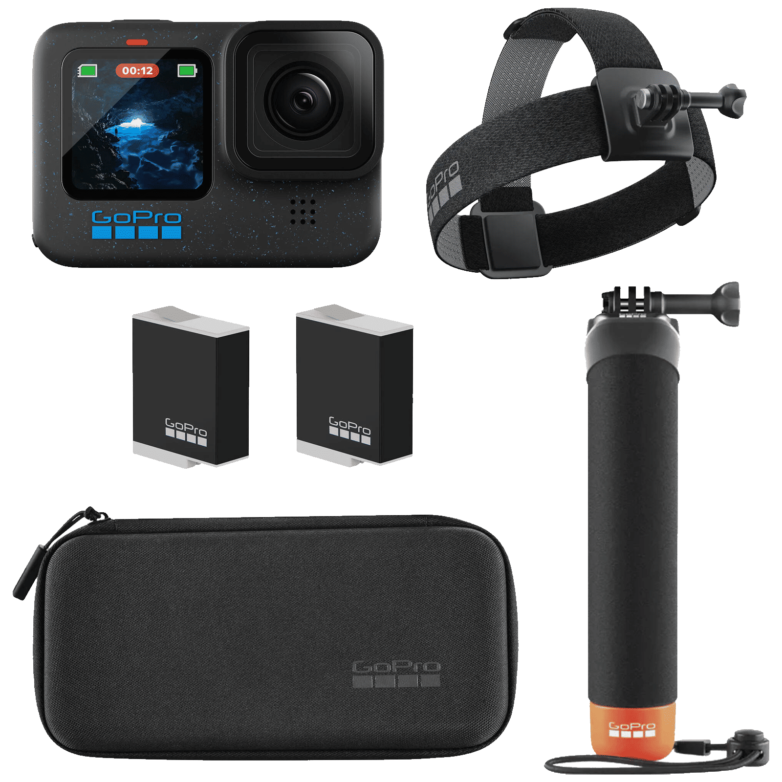 GoPro HERO12 Holiday Bundle 5.3K and 27MP 240 FPS Waterproof Sports Action Camera with Hyper Smooth 6.0 Technology (Black)