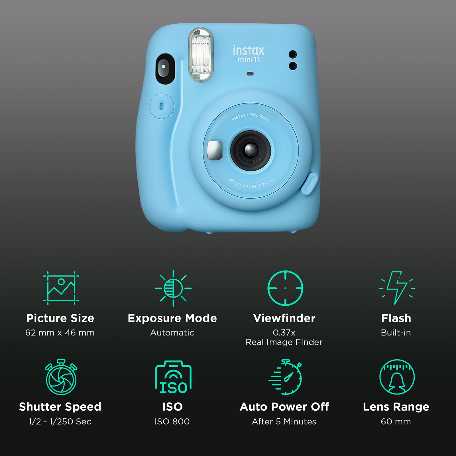 FUJIFILM Instax Mini 11 Instant Camera (Sky Blue)