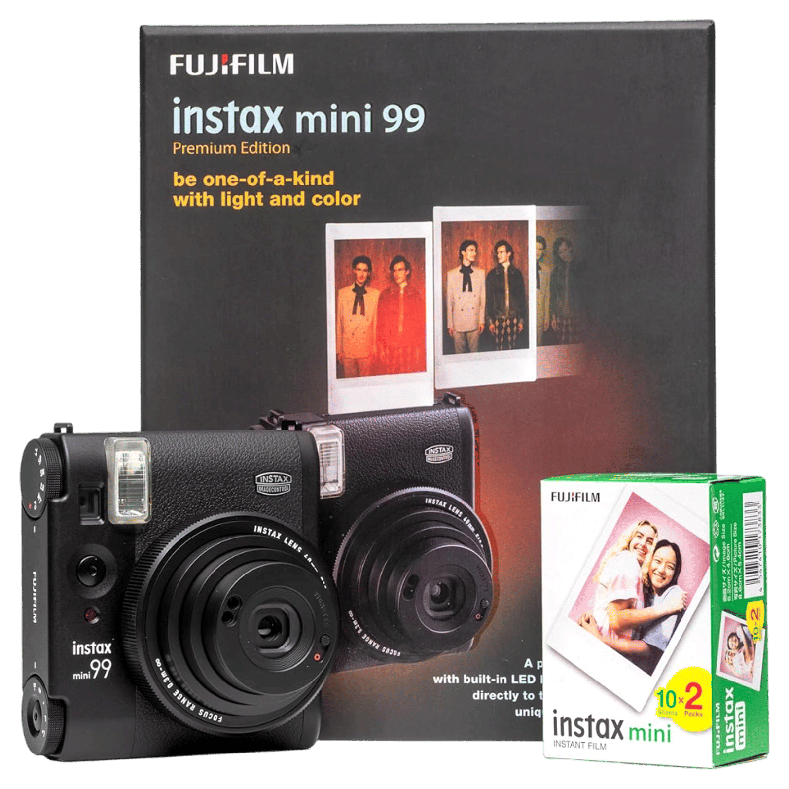 FUJIFILM Instax Mini 99 Premium Edition Pack Instant Camera with 20 Shots (Black)