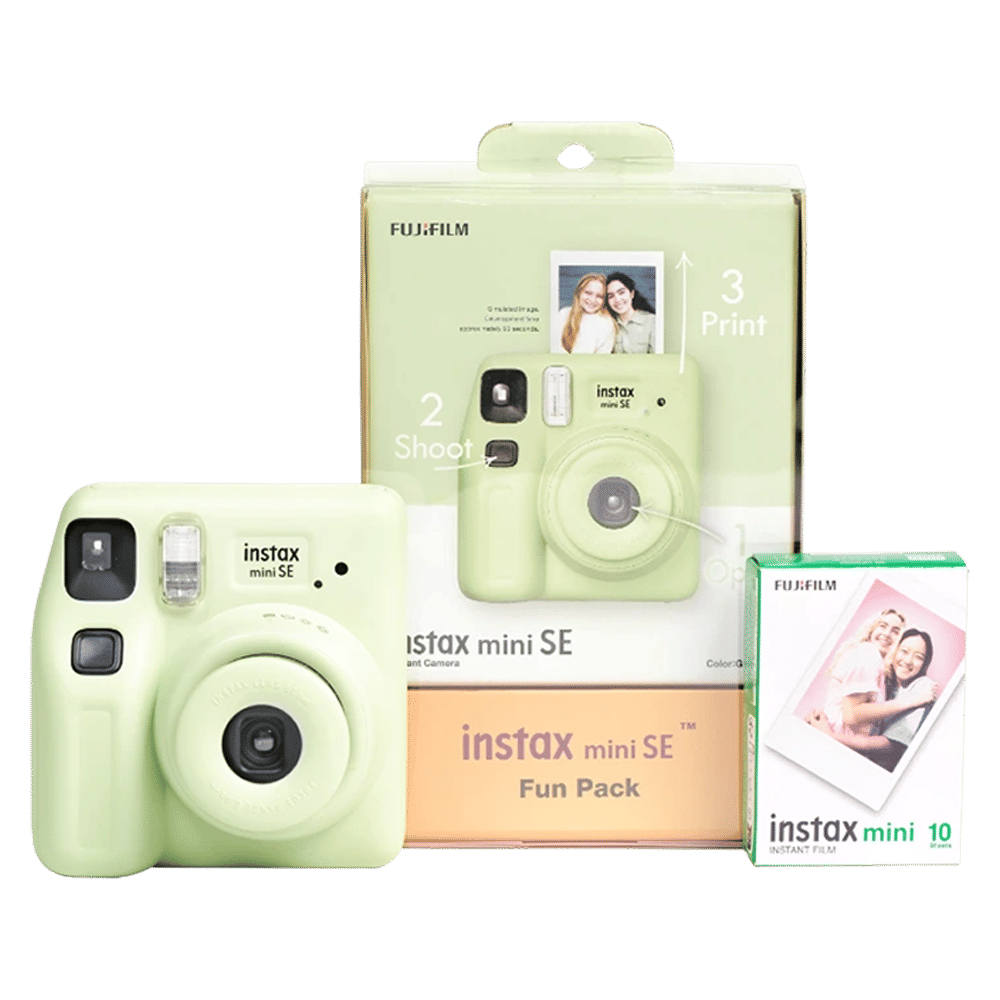 FUJIFILM Instax Mini SE Fun Pack Instant Camera with 10 Shots (Green)