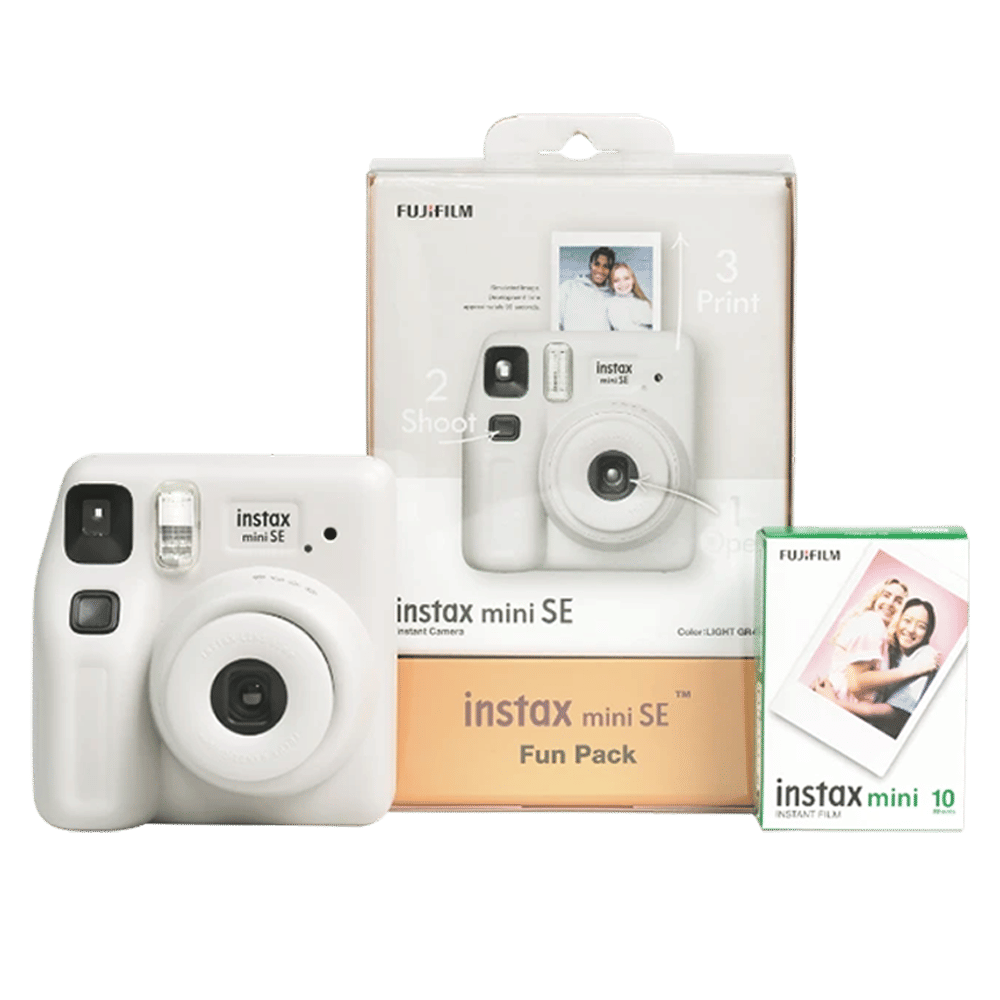 FUJIFILM Instax Mini SE Fun Pack Instant Camera with 10 Shots (Gray)