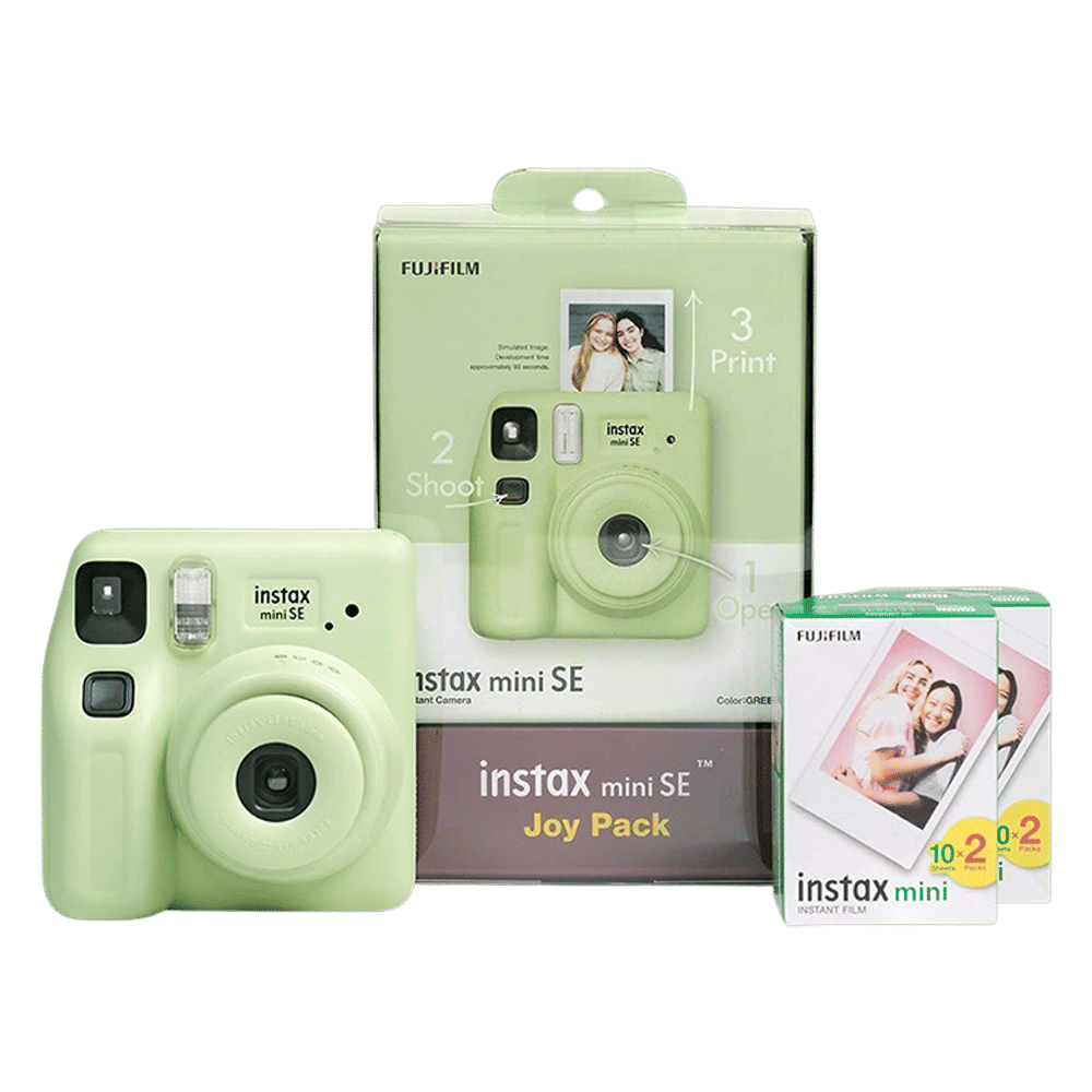 FUJIFILM Instax Mini SE Joy Pack Instant Camera with 40 Shots (Green)