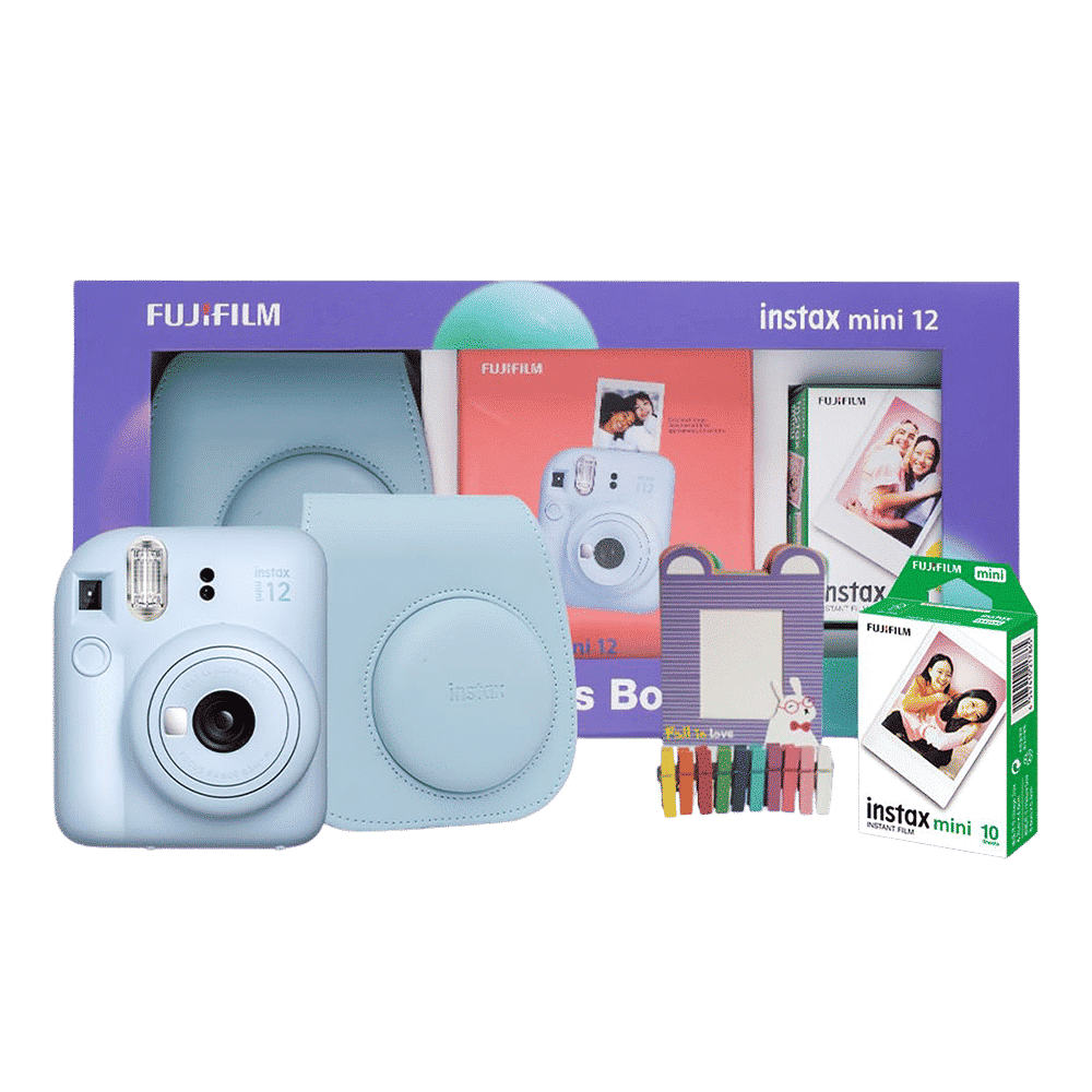 FUJIFILM Instax Mini 12 Moments Box Instant Camera with 20 Shots (Pastel Blue)