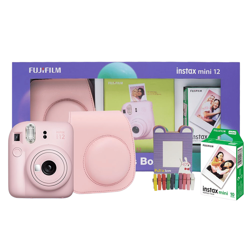 FUJIFILM Instax Mini 12 Moments Box Instant Camera with 20 Shots (Blossom Pink)