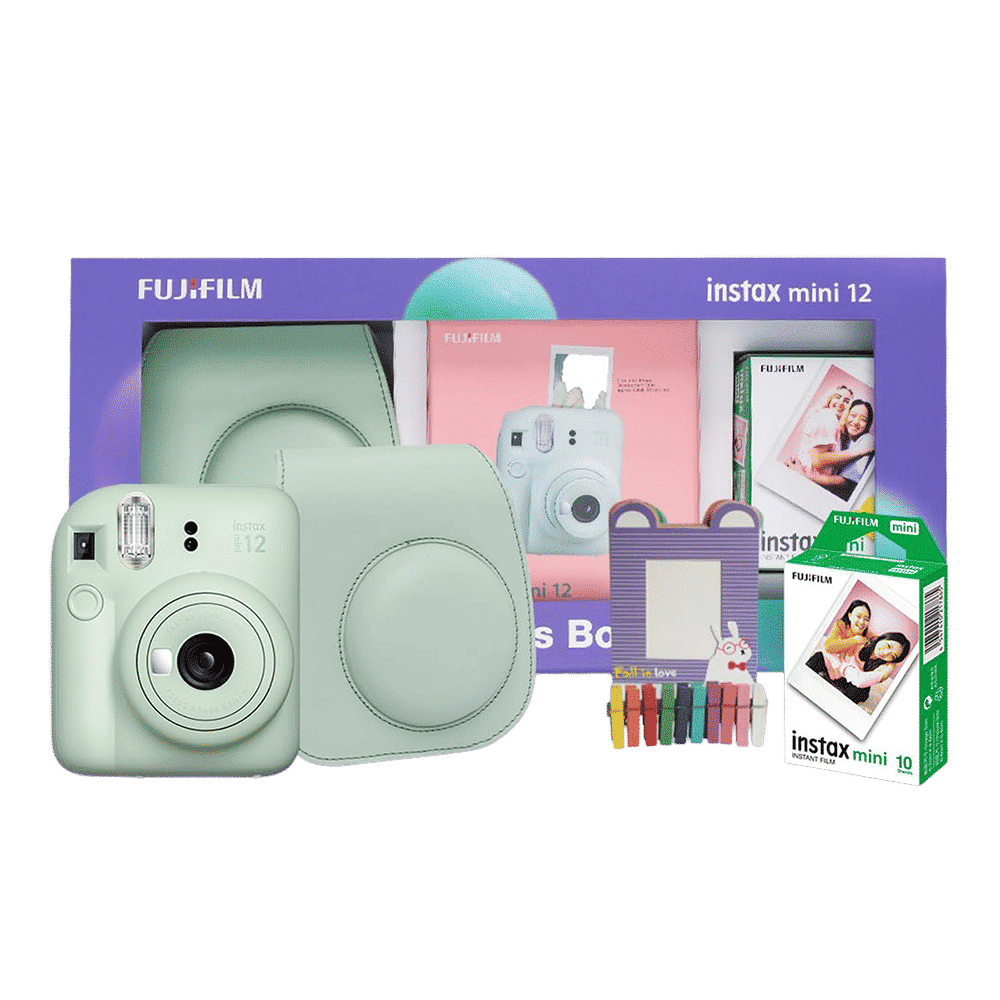 FUJIFILM Instax Mini 12 Moments Box Instant Camera with 20 Shots (Mint Green)