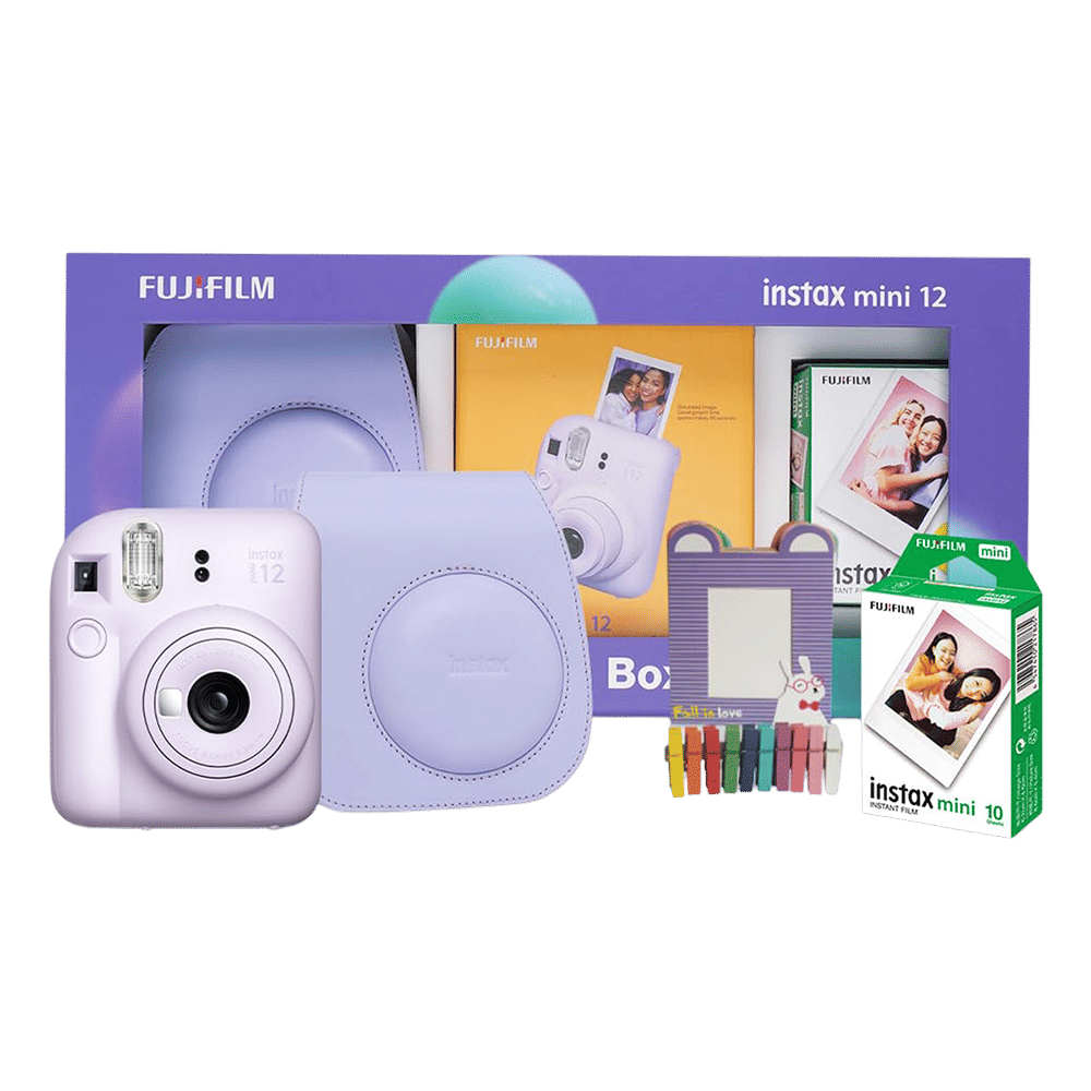 FUJIFILM Instax Mini 12 Moments Box Instant Camera with 20 Shots (Lilac Purple)