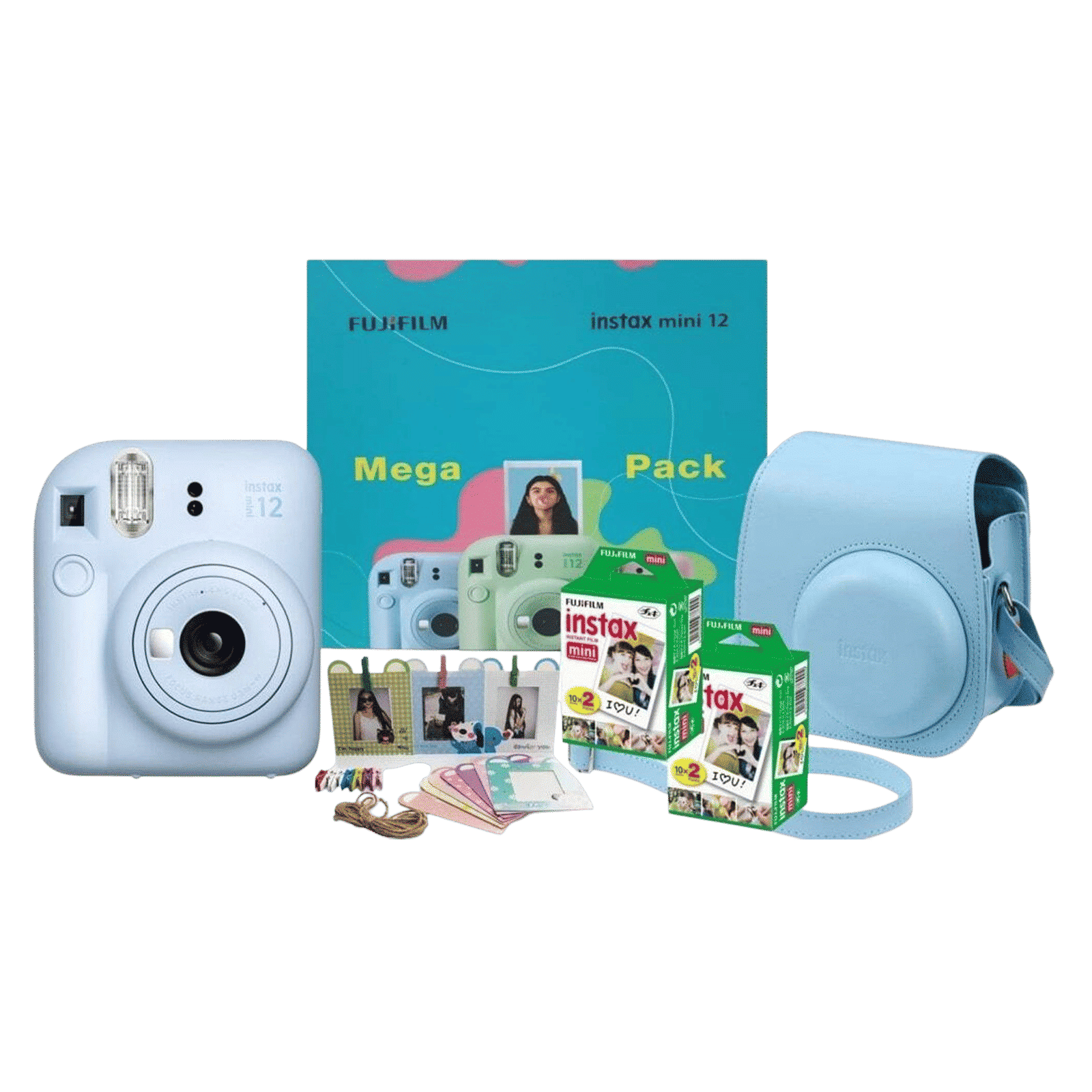 FUJIFILM Instax Mini 12 Mega Pack Instant Camera with 40 Shots (Pastel Blue)
