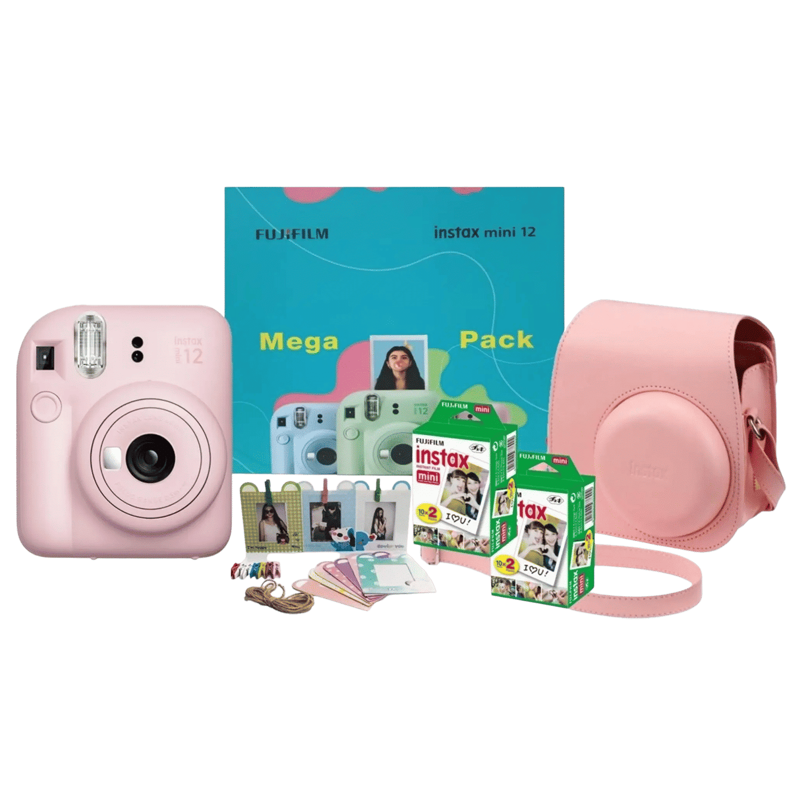 FUJIFILM Instax Mini 12 Mega Pack Instant Camera with 40 Shots (Blossom Pink)